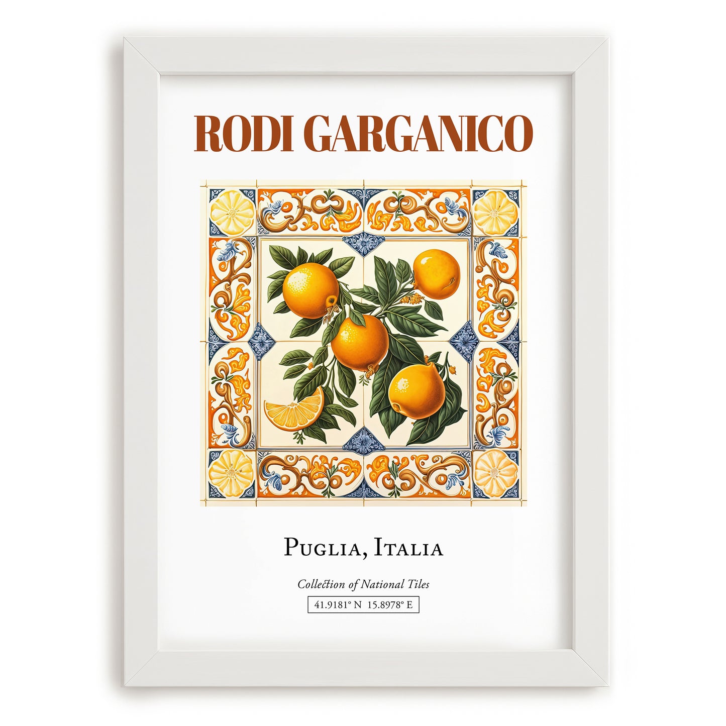 Rodi Garganico, Italy – Architectural Travel Art, placed in minimal white frame