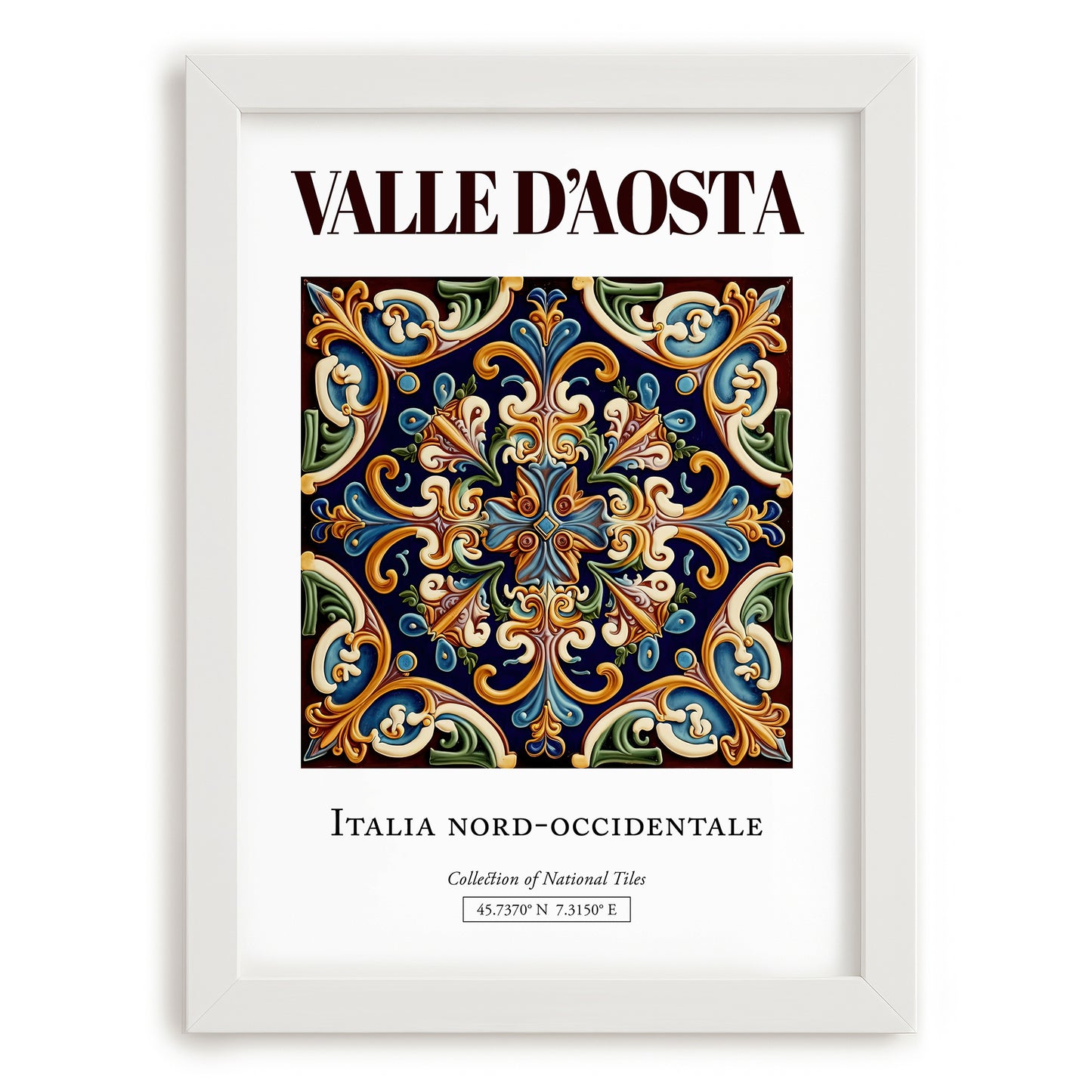 Valle d'Aosta, Italy – Travel Poster, placed in minimal white frame