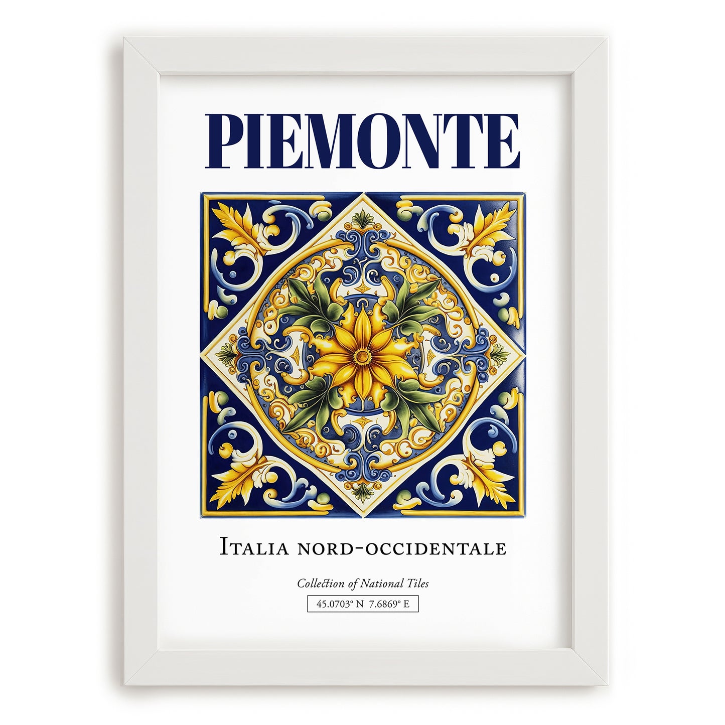 Piemonte (Piedmont), Italy – Travel Wall Decor, placed in minimal white frame