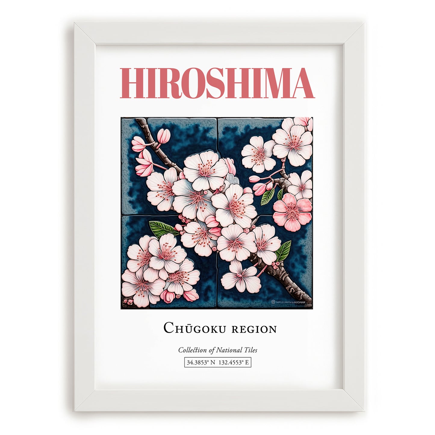 Hiroshima, Japan – Travel Destination Art, placed in minimal white frame