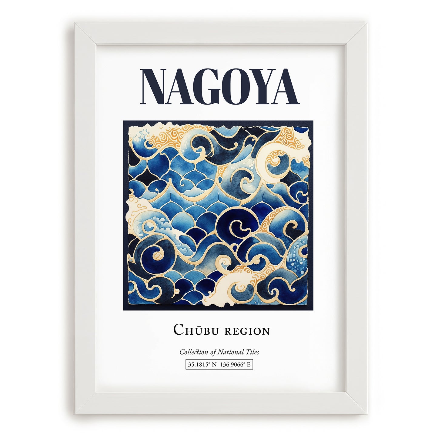 Nagoya, Japan – Travel Wall Art, placed in minimal white frame