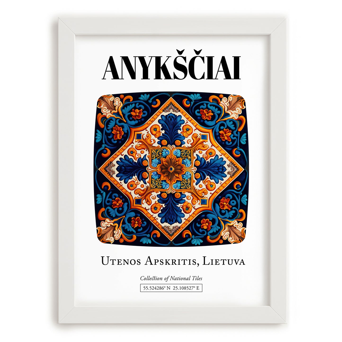 Anykščiai, Lithuania – Away From Home Poster, placed in minimal white frame