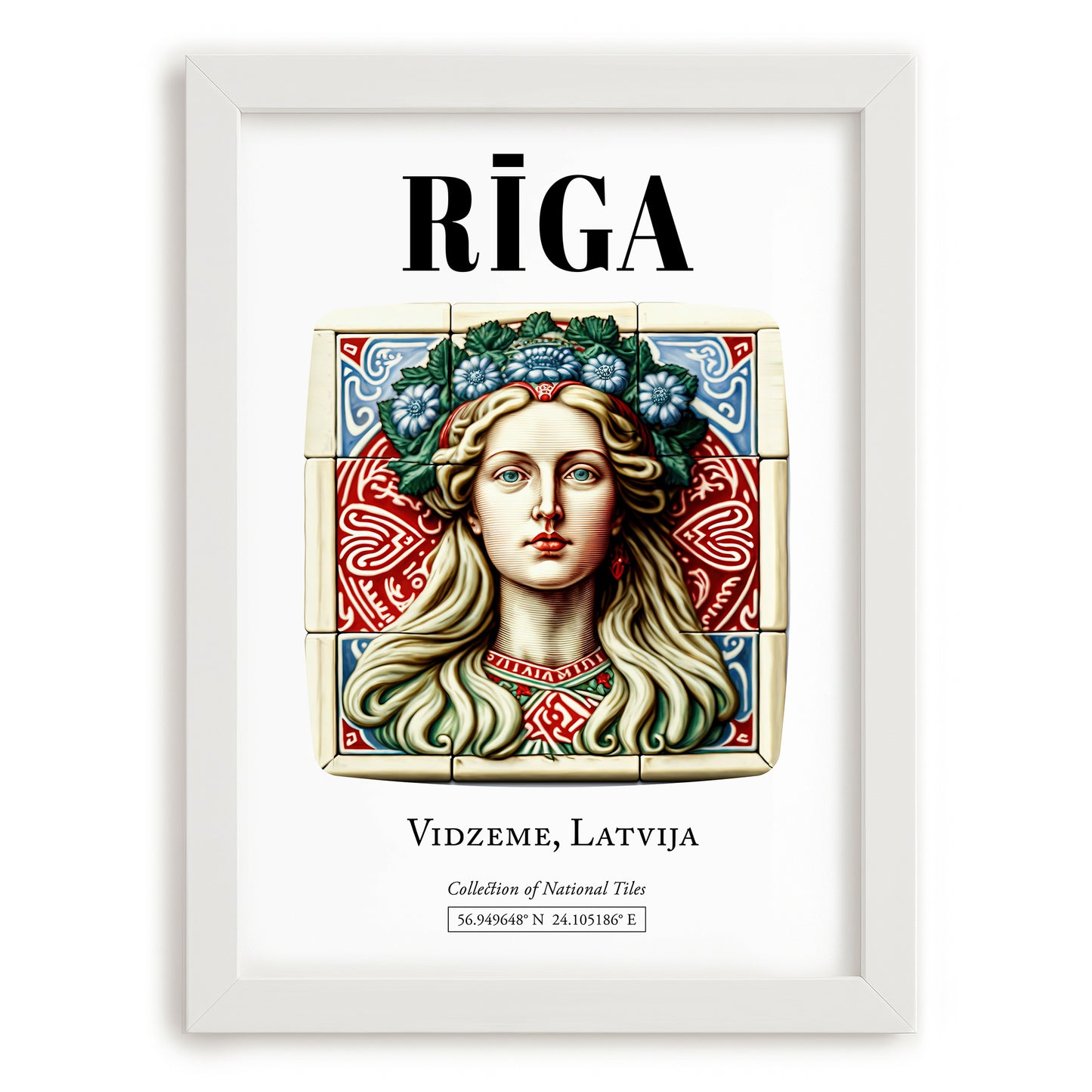 Riga, Latvia – Global Wall Art, placed in minimal white frame