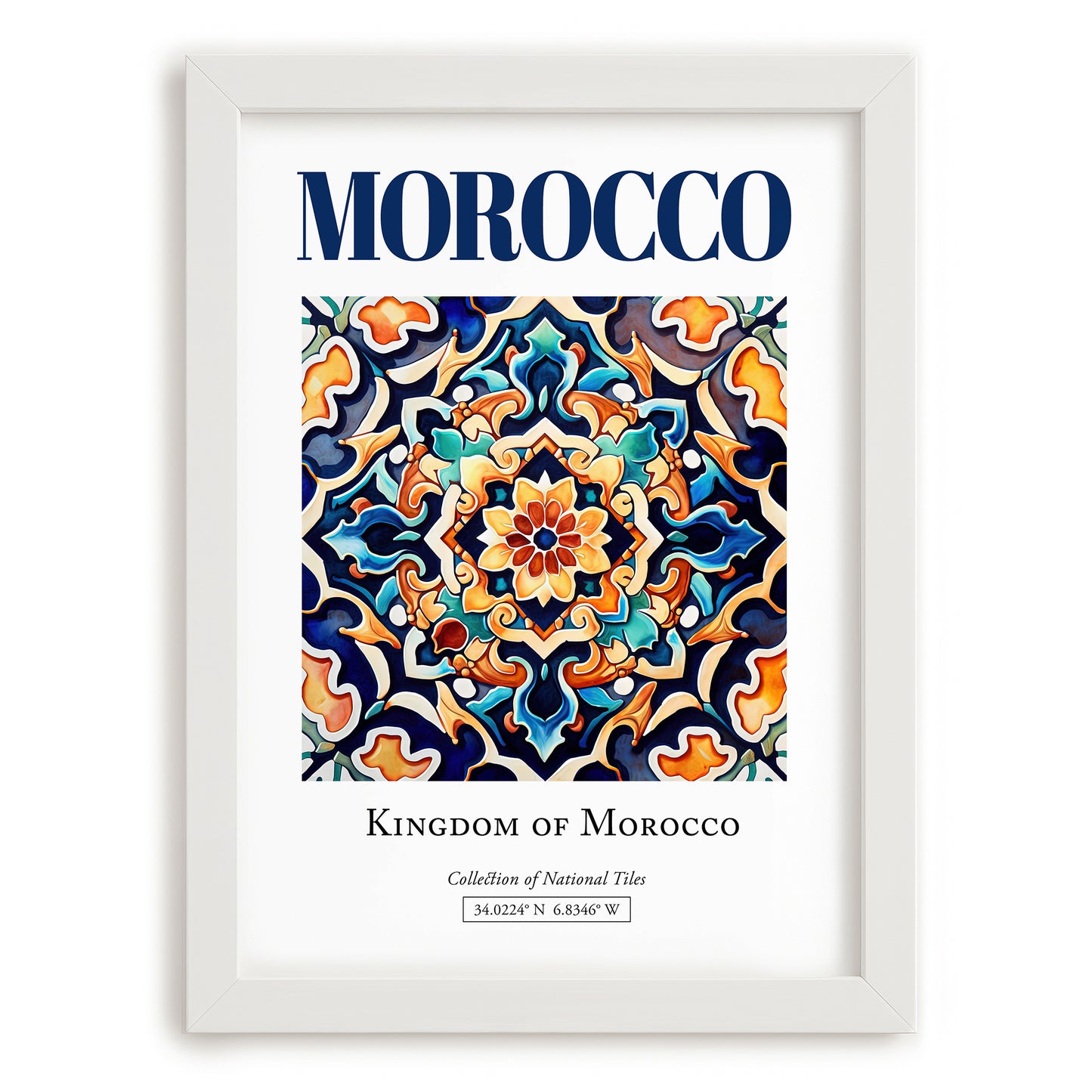 Morocco, Morocco – Wanderlust Wall Decor, placed in minimal white frame
