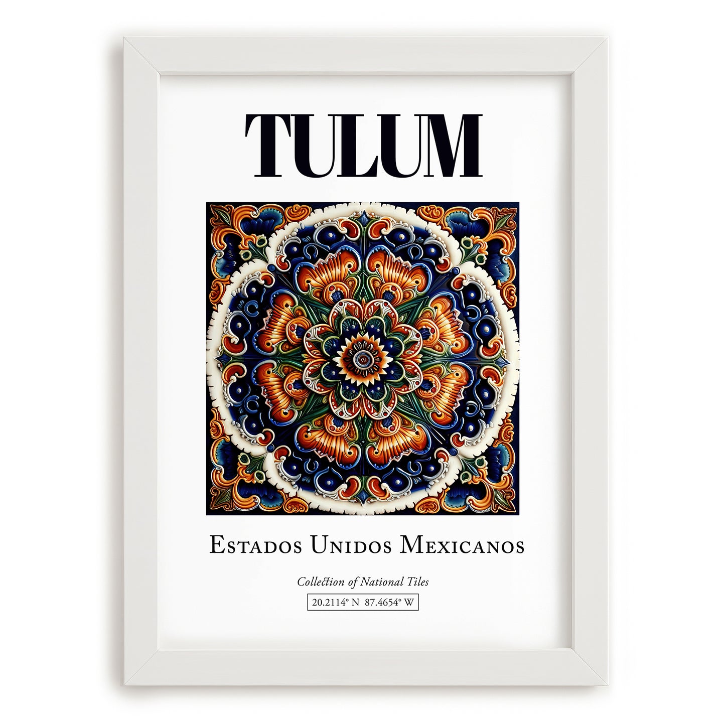 Tulum, Mexico – Travel Wall Decor, placed in minimal white frame