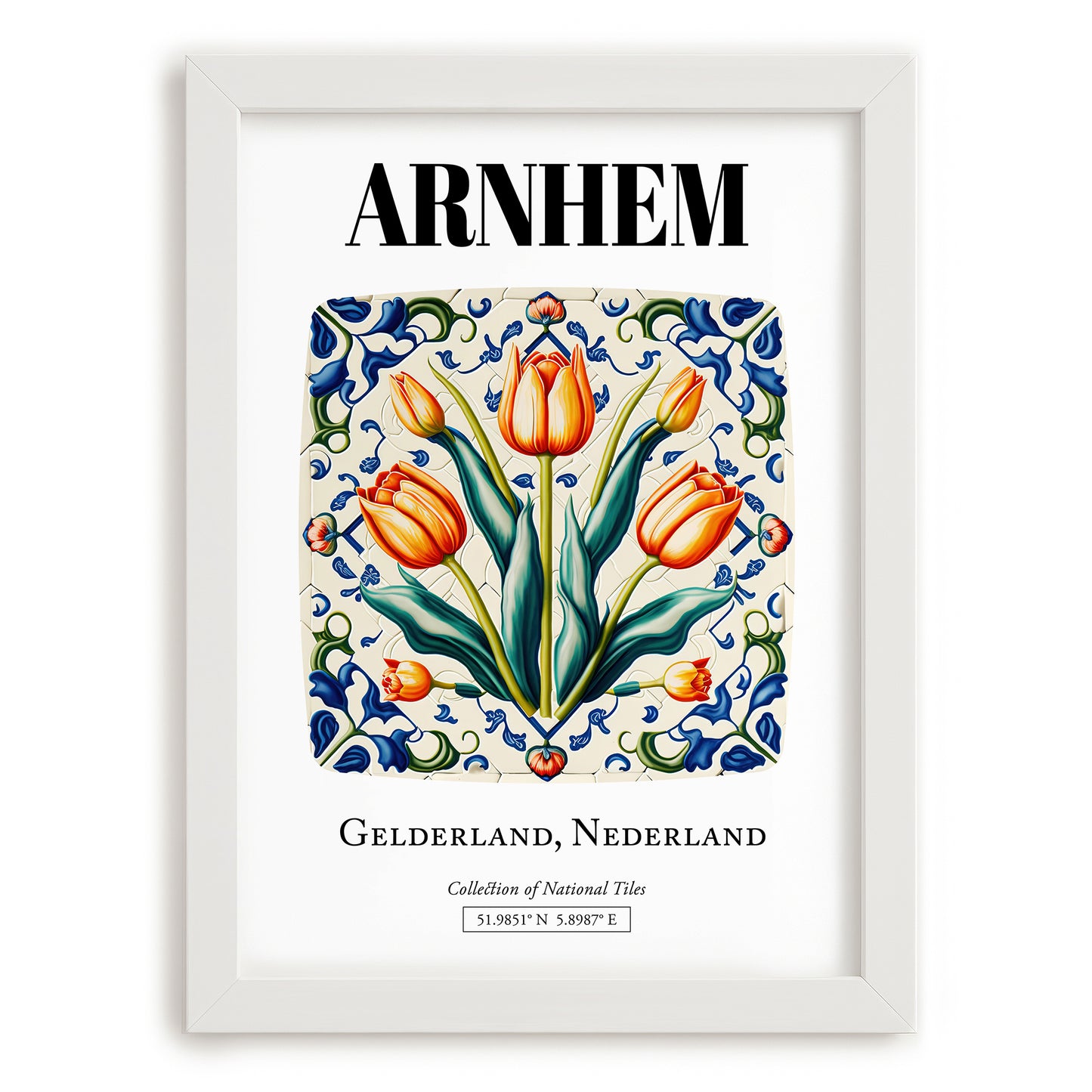 Arnhem, Netherlands – Travel Print, placed in minimal white frame