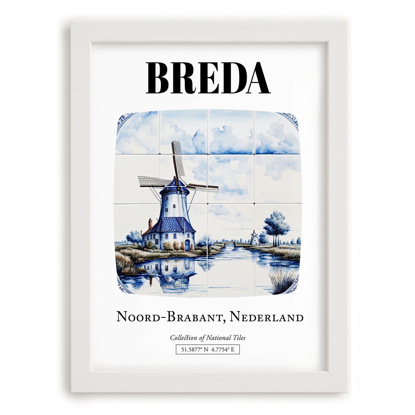 Breda, Netherlands – Travel Wall Decor, placed in minimal white frame