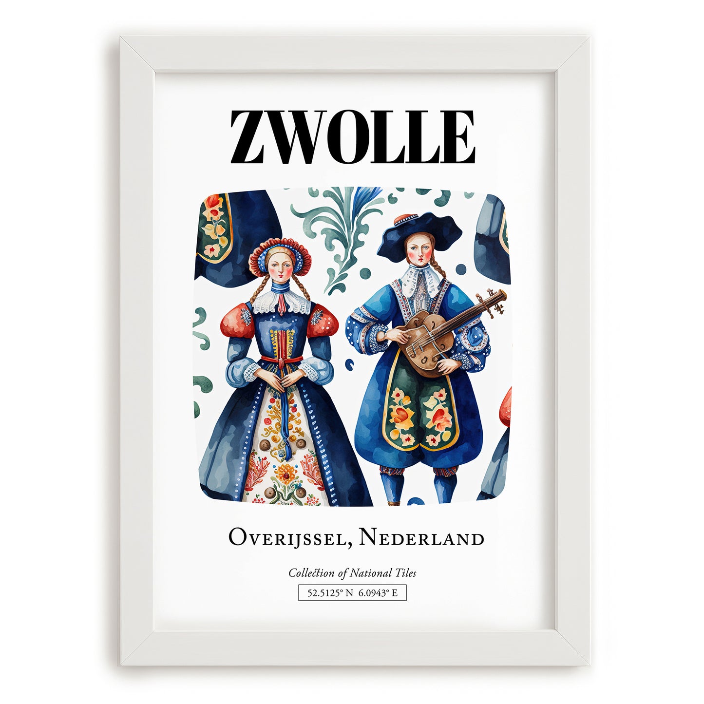 Zwolle, Netherlands – Wanderlust Wall Decor, placed in minimal white frame