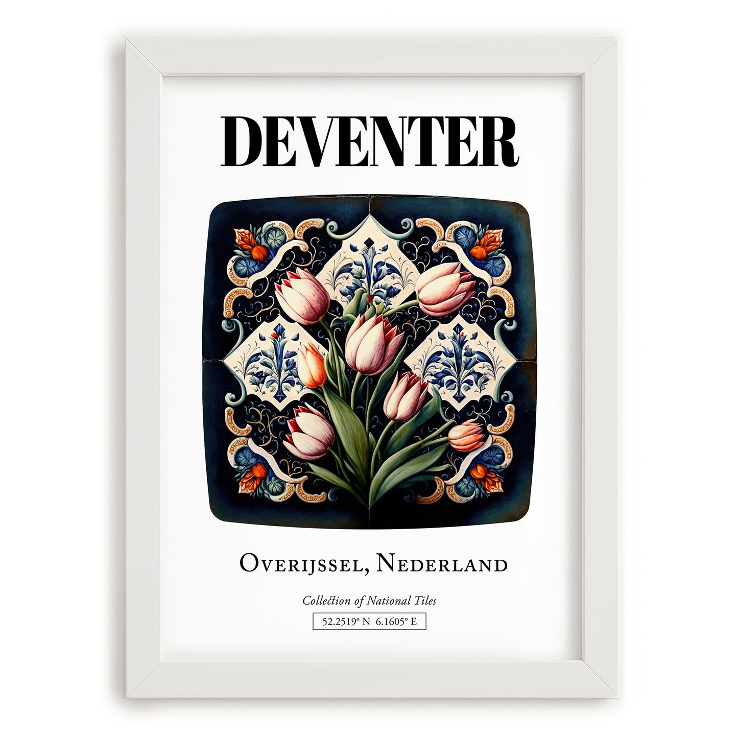 Deventer, Netherlands – Wanderlust-Inspired Poster, placed in minimal white frame