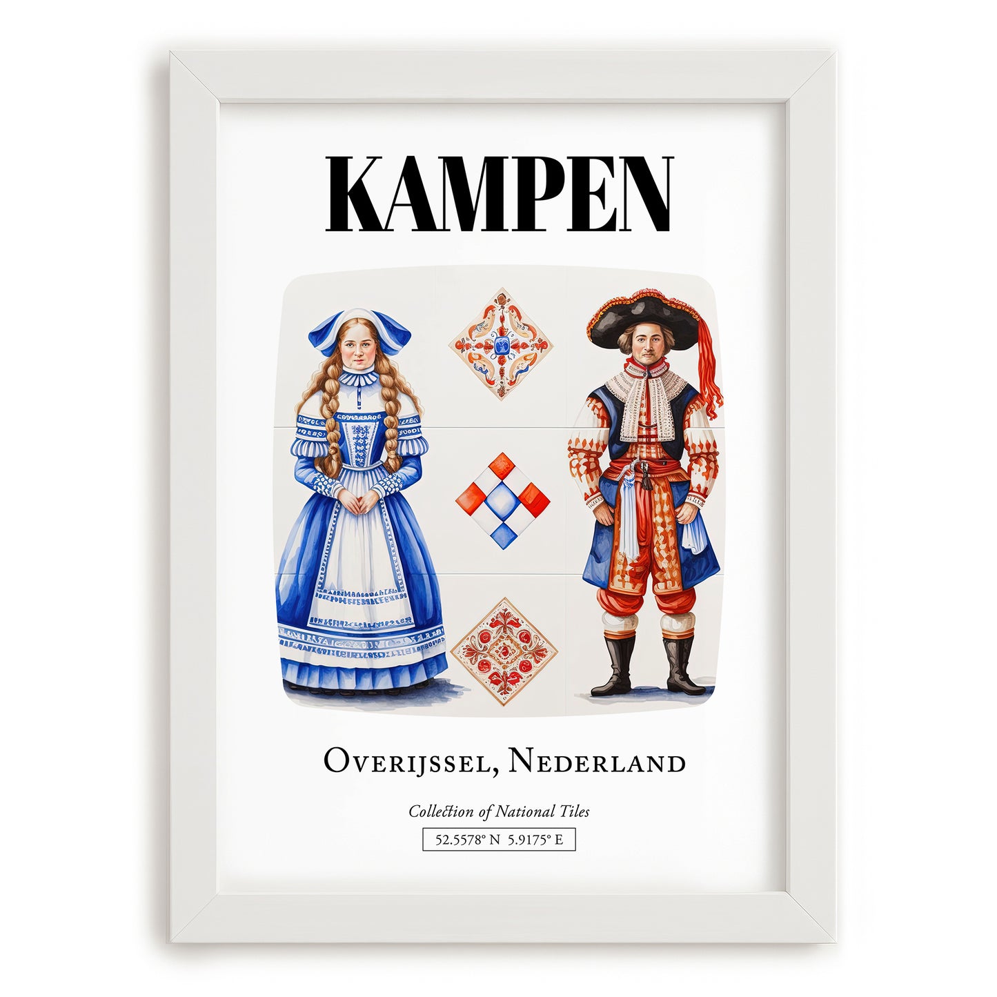 Kampen, Netherlands – Wanderlust-Inspired Poster, placed in minimal white frame