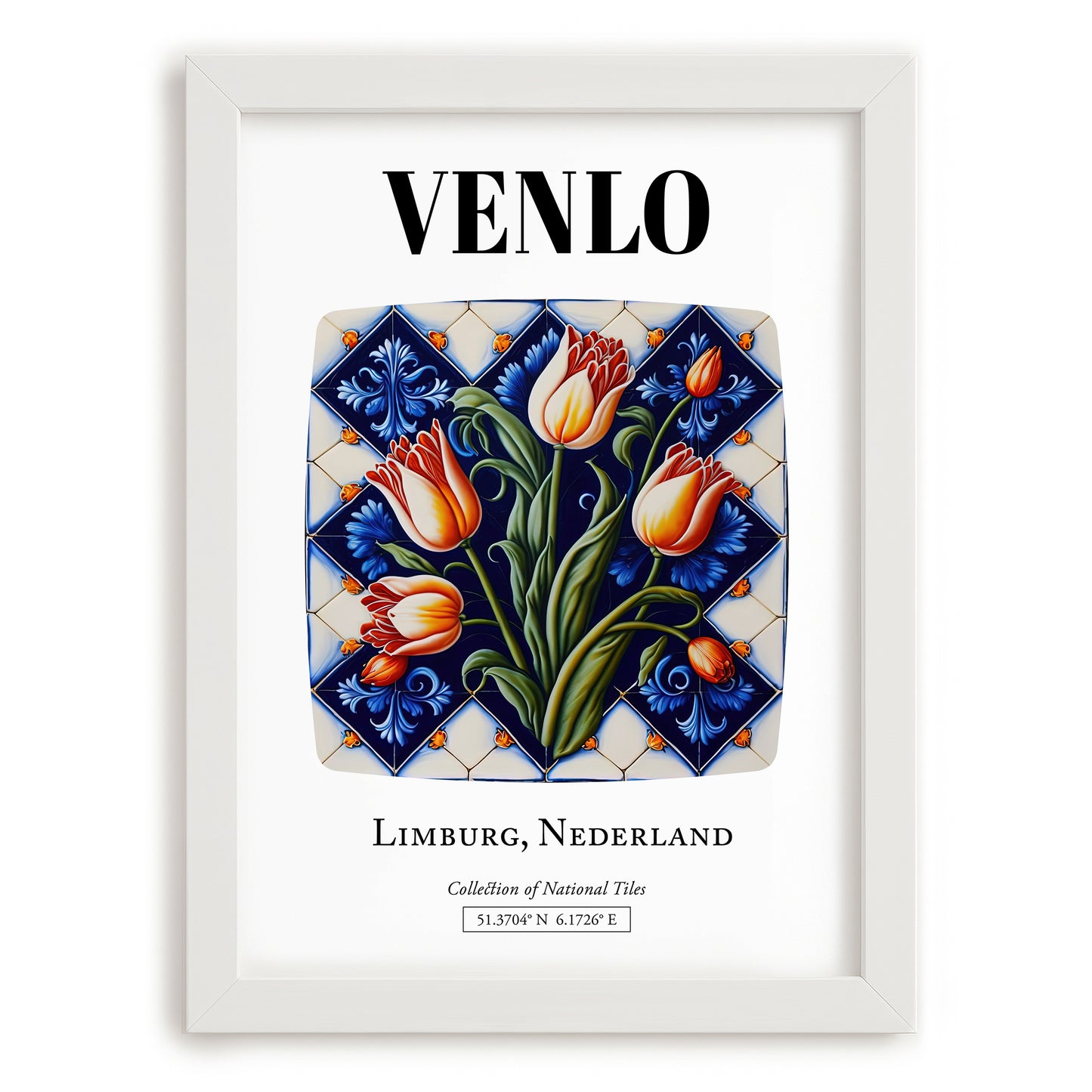 Venlo, Netherlands – Travel Print, placed in minimal white frame