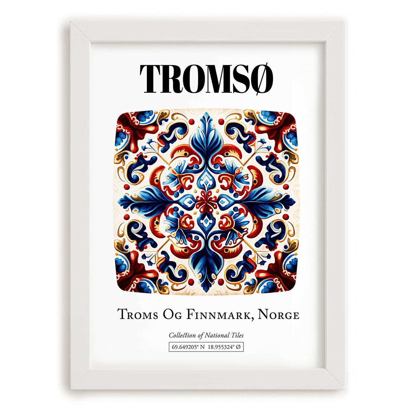 Tromsø, Norway – Travel Print, placed in minimal white frame