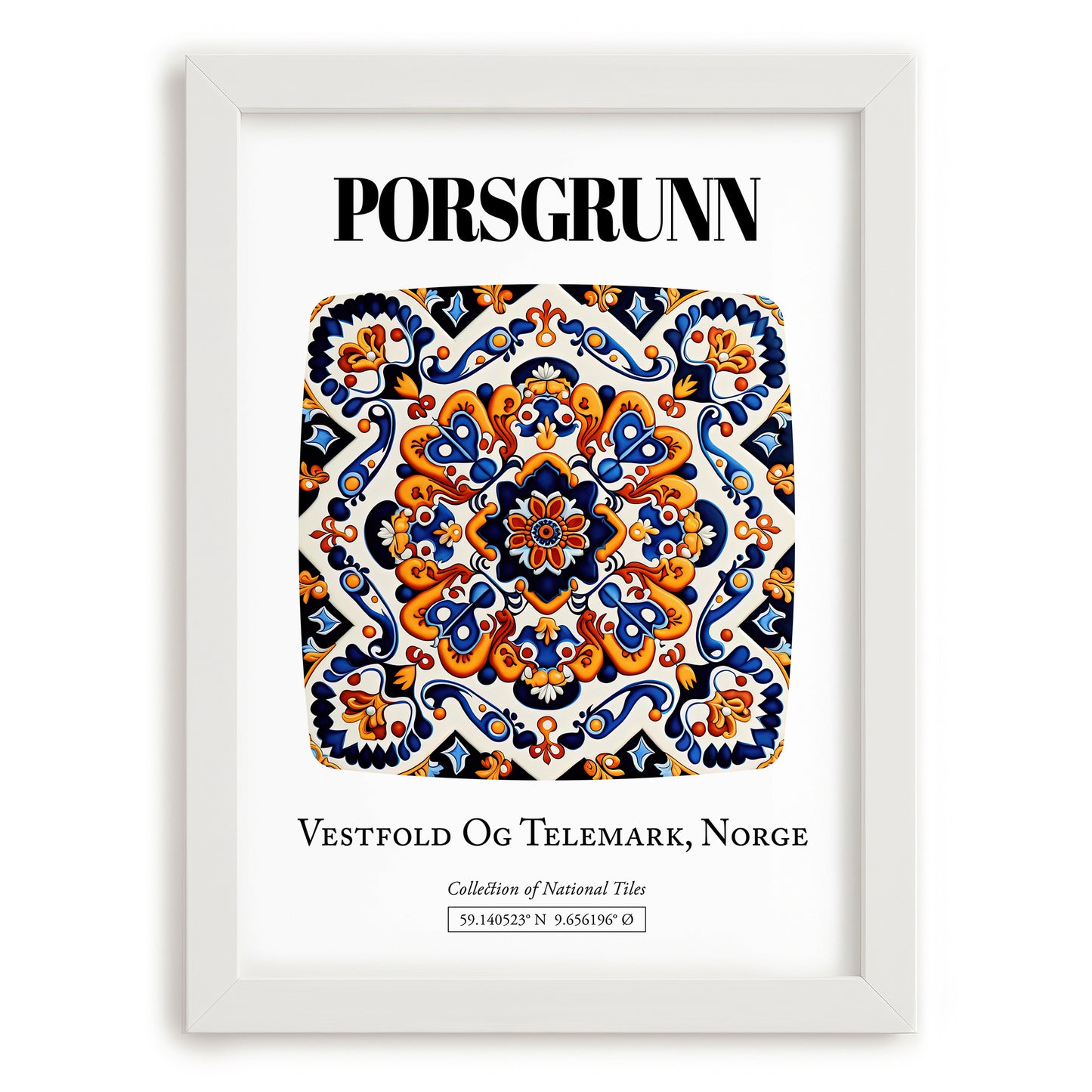Porsgrunn, Norway – National Pride Wall Decor, placed in minimal white frame