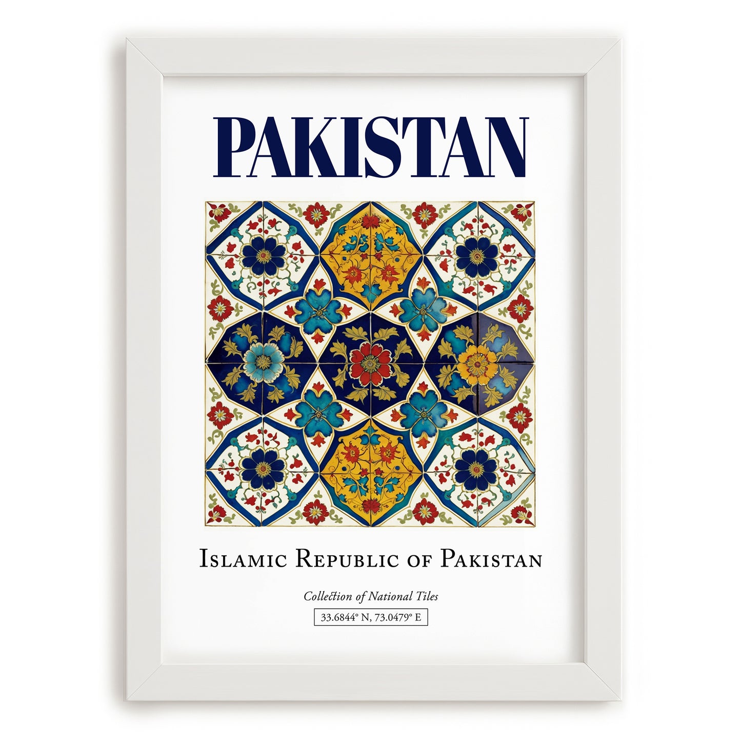 Pakistan, Pakistan – Vintage Travel Poster, placed in minimal white frame