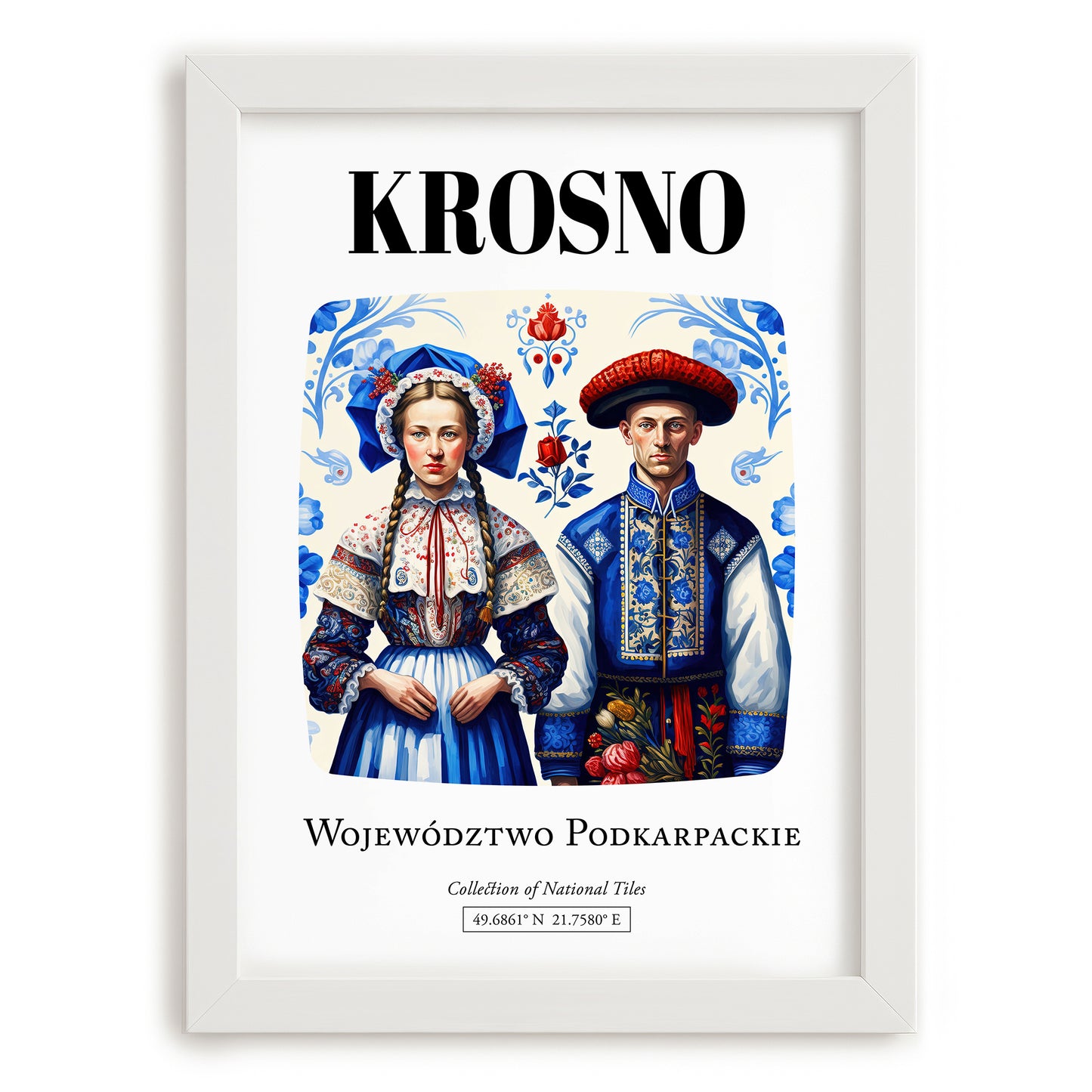 Krosno, Poland – Wanderlust-Inspired Poster, placed in minimal white frame