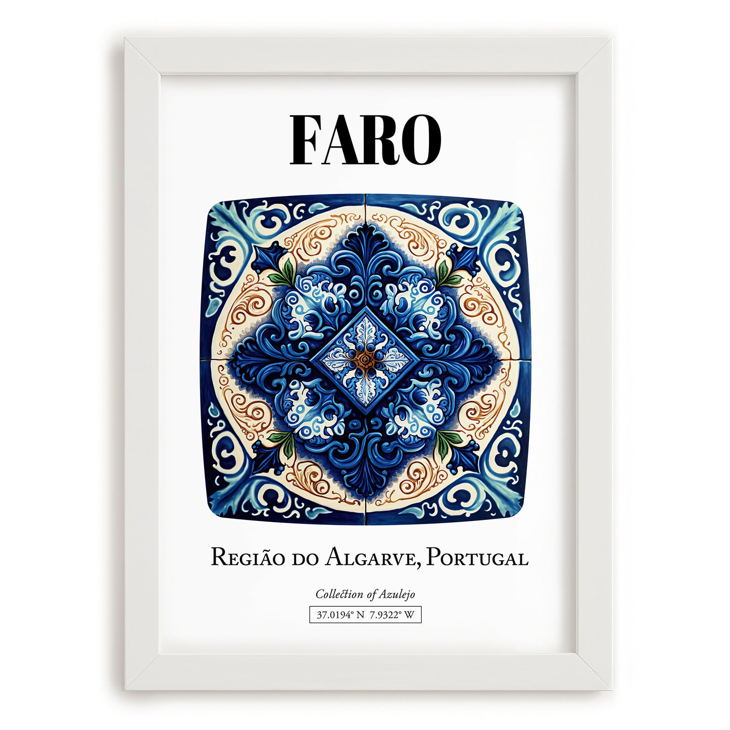 Faro, Portugal – Travel Print, placed in minimal white frame