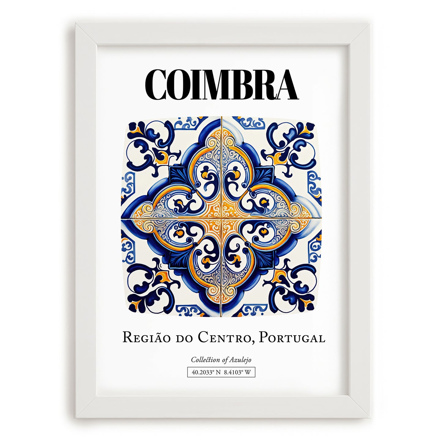 Coimbra, Portugal – Travel Poster, placed in minimal white frame