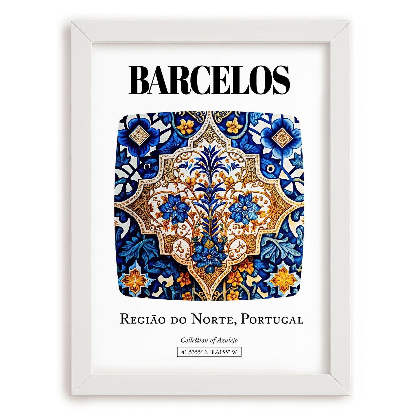 Barcelos, Portugal – Travel Print, placed in minimal white frame