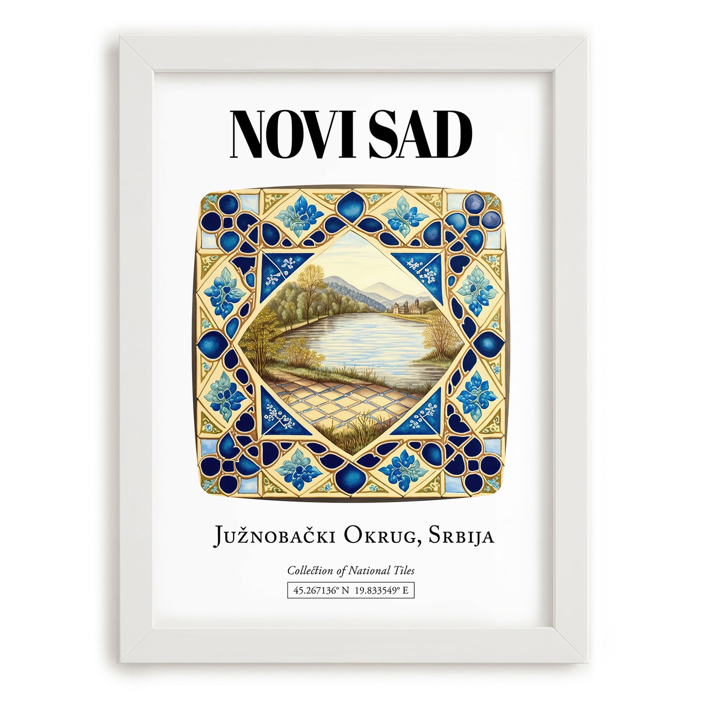 Novi Sad, Serbia – Cultural Heritage Wall Art, placed in minimal white frame