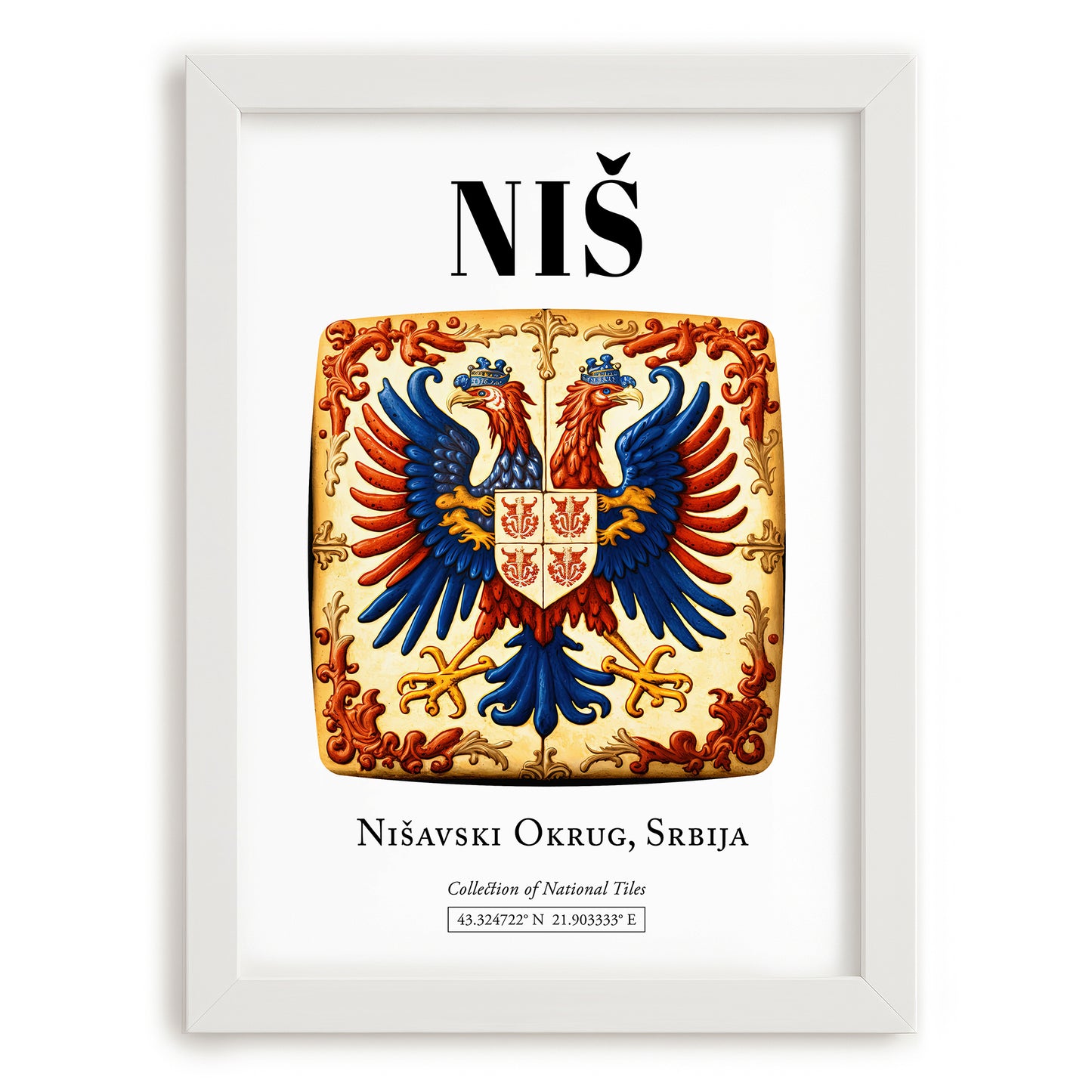 Niš, Serbia – Travel Wall Decor, placed in minimal white frame
