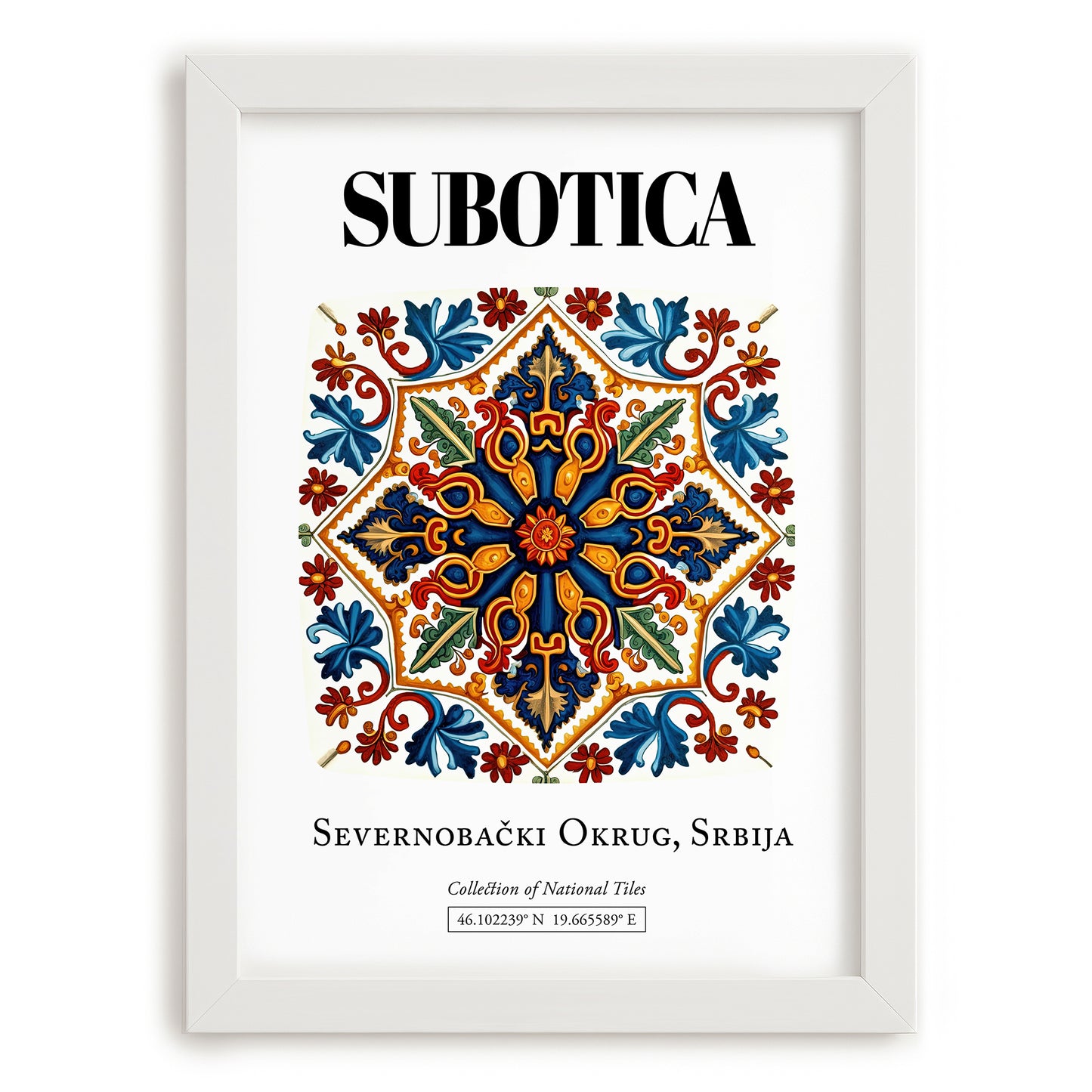 Subotica, Serbia – Wanderlust Wall Decor, placed in minimal white frame