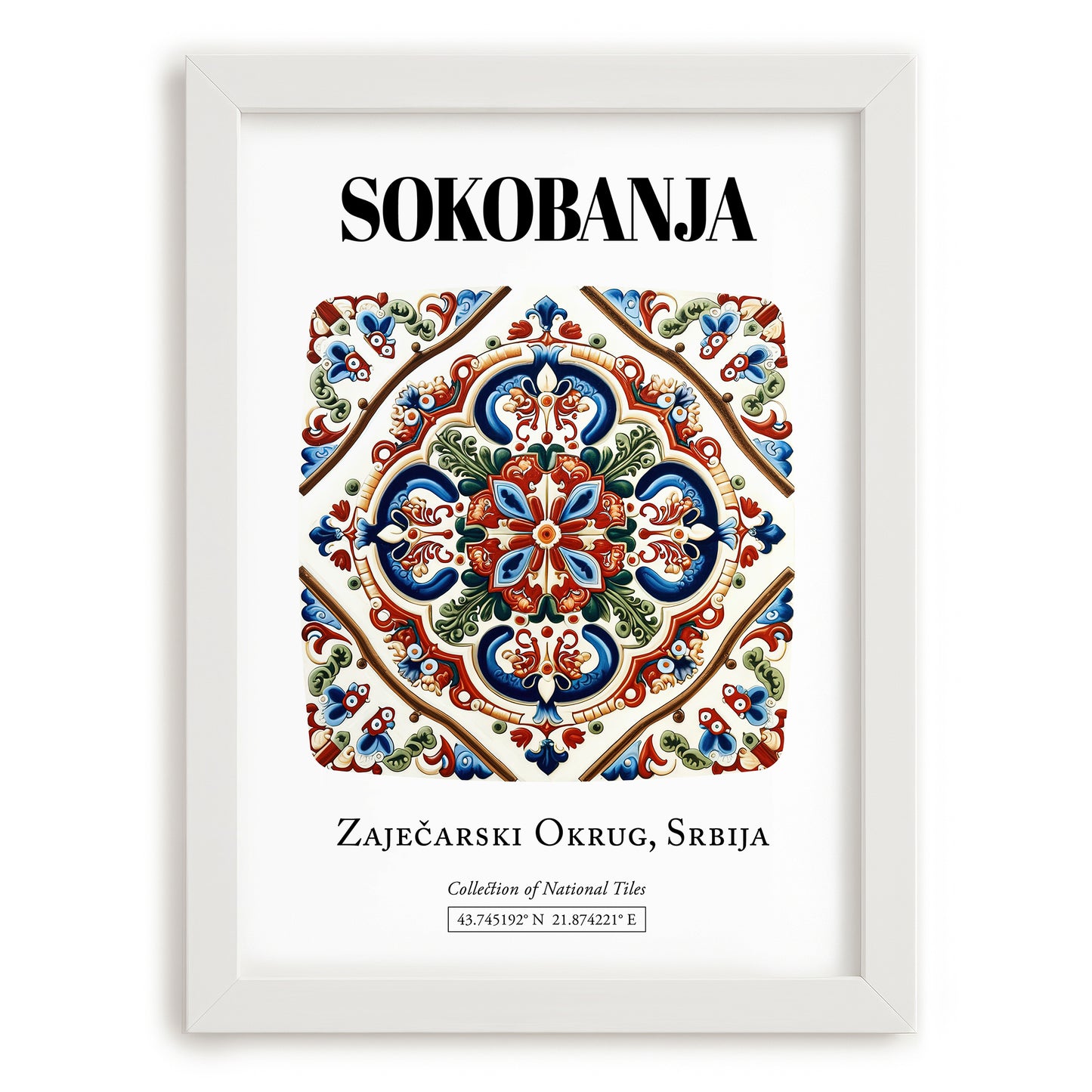 Soko Banja, Serbia – Travel Print, placed in minimal white frame