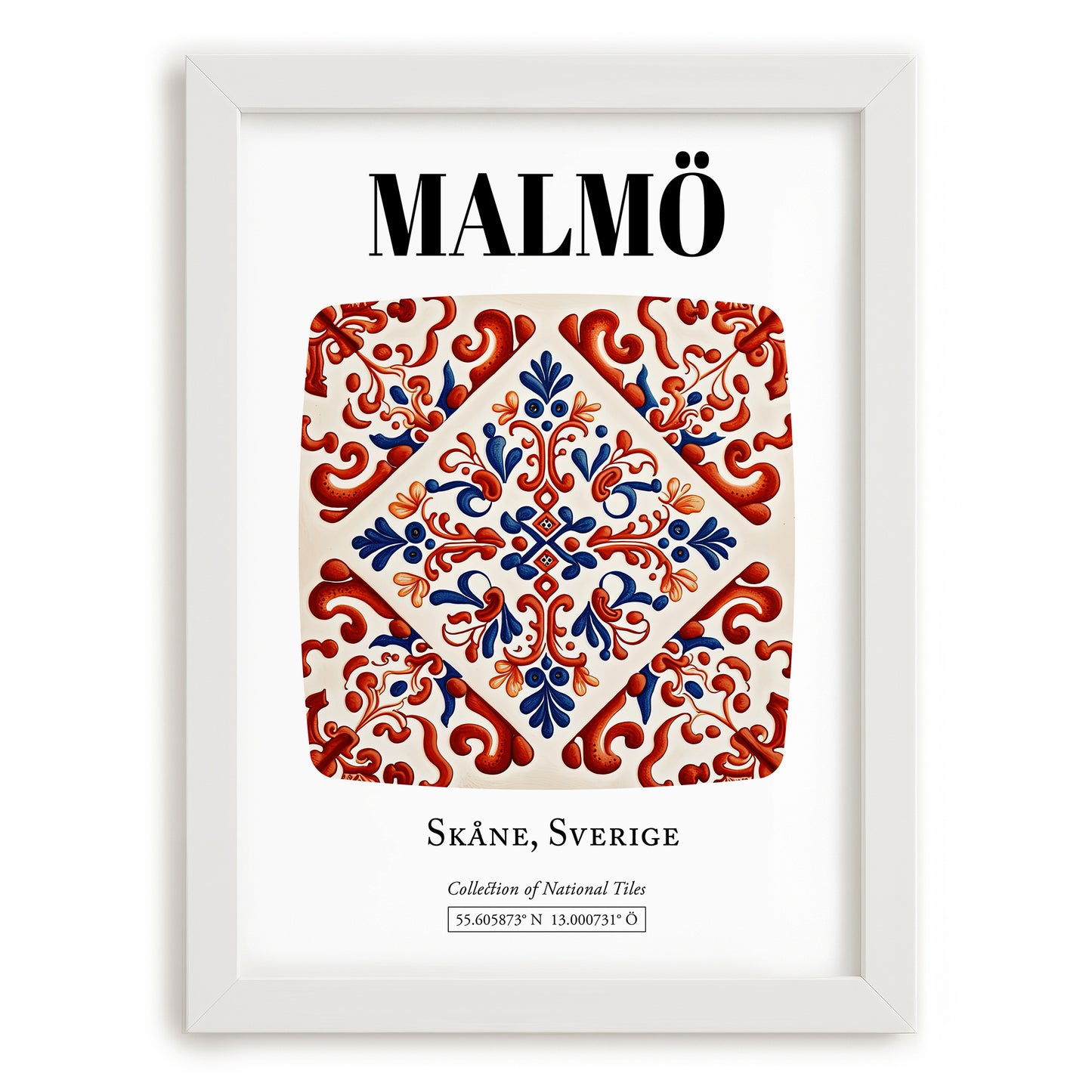 Malmö, Sweden – Travel Memories Wall Print, placed in minimal white frame