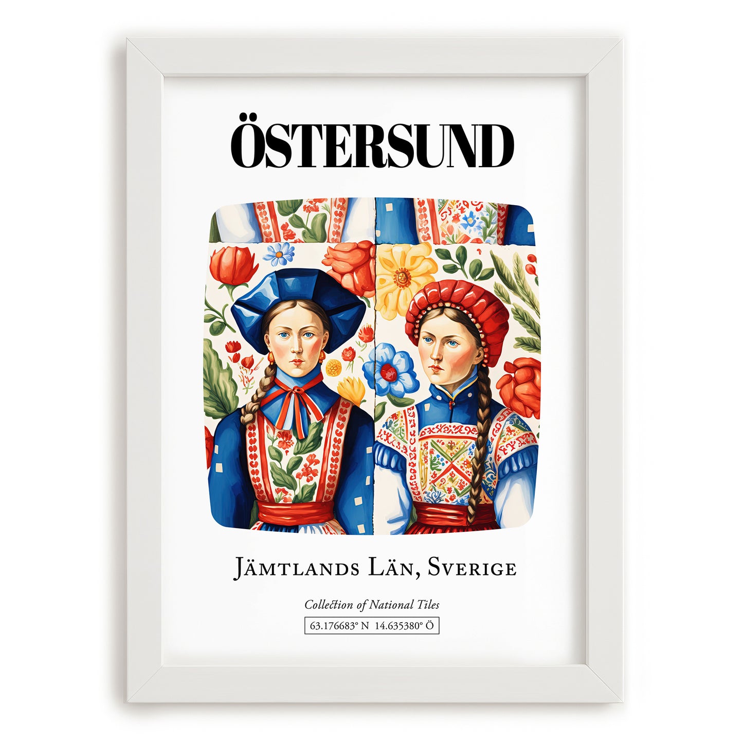 Östersund, Sweden – Travel Poster, placed in minimal white frame