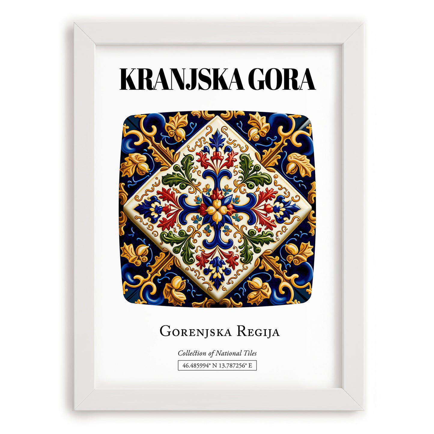 Kranjska Gora, Slovenia – Travel Print, placed in minimal white frame