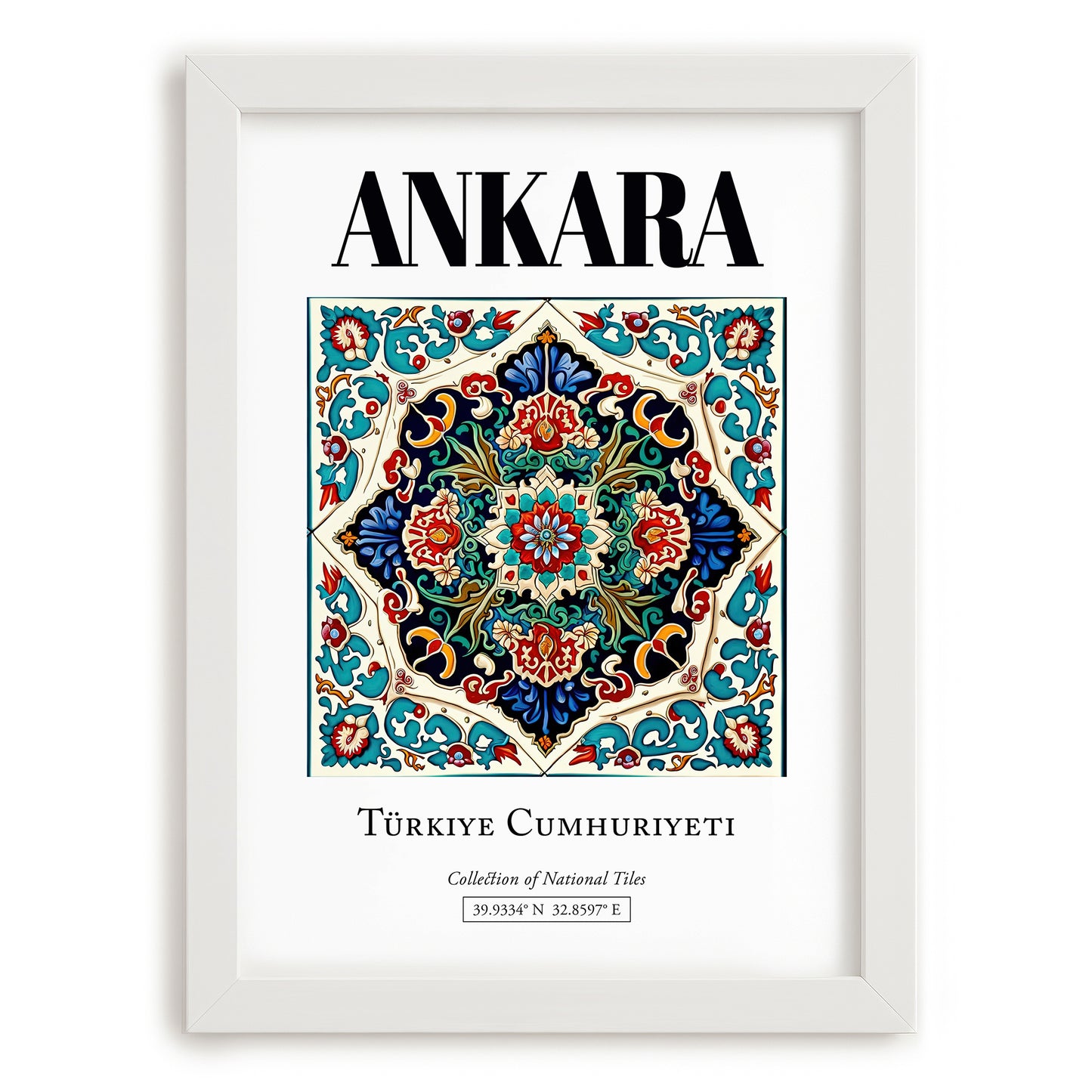 Ankara, Turkey – Travel Destination Art, placed in minimal white frame