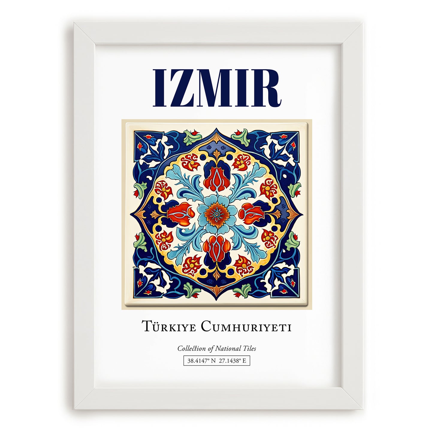 Izmir, Turkey – Tourist Destination Poster, placed in minimal white frame