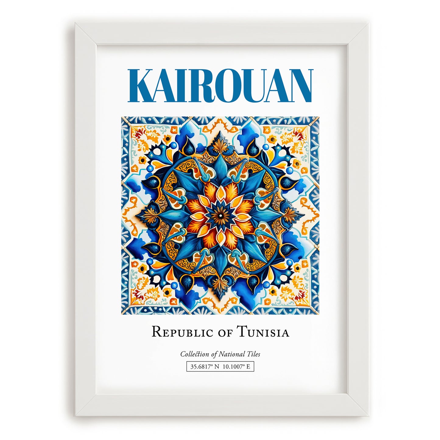 Kairouan, Tunisia – Travel Print, placed in minimal white frame