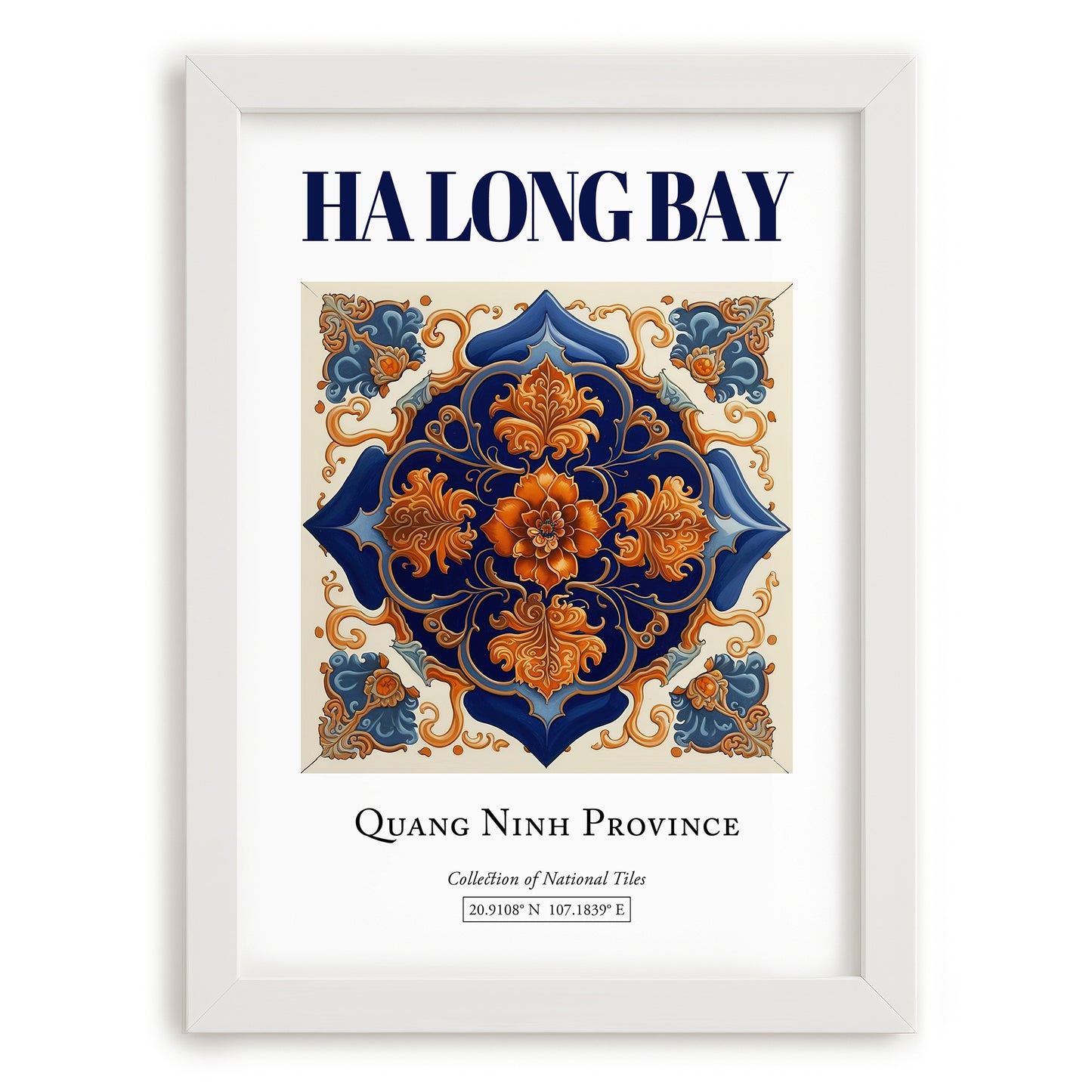 Ha Long Bay, Vietnam – Travel Poster, placed in minimal white frame