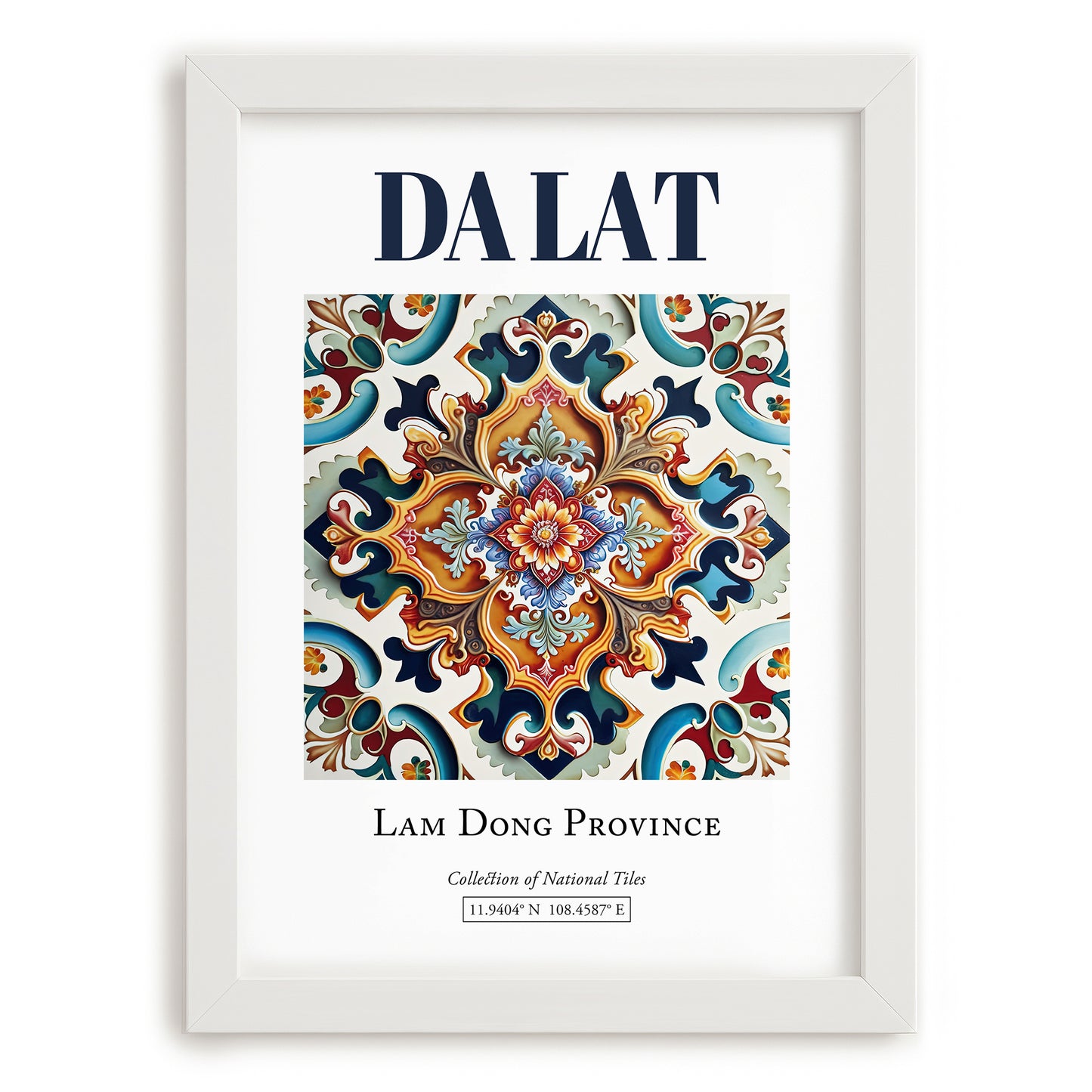 Da Lat, Vietnam – Country Culture Poster, placed in minimal white frame