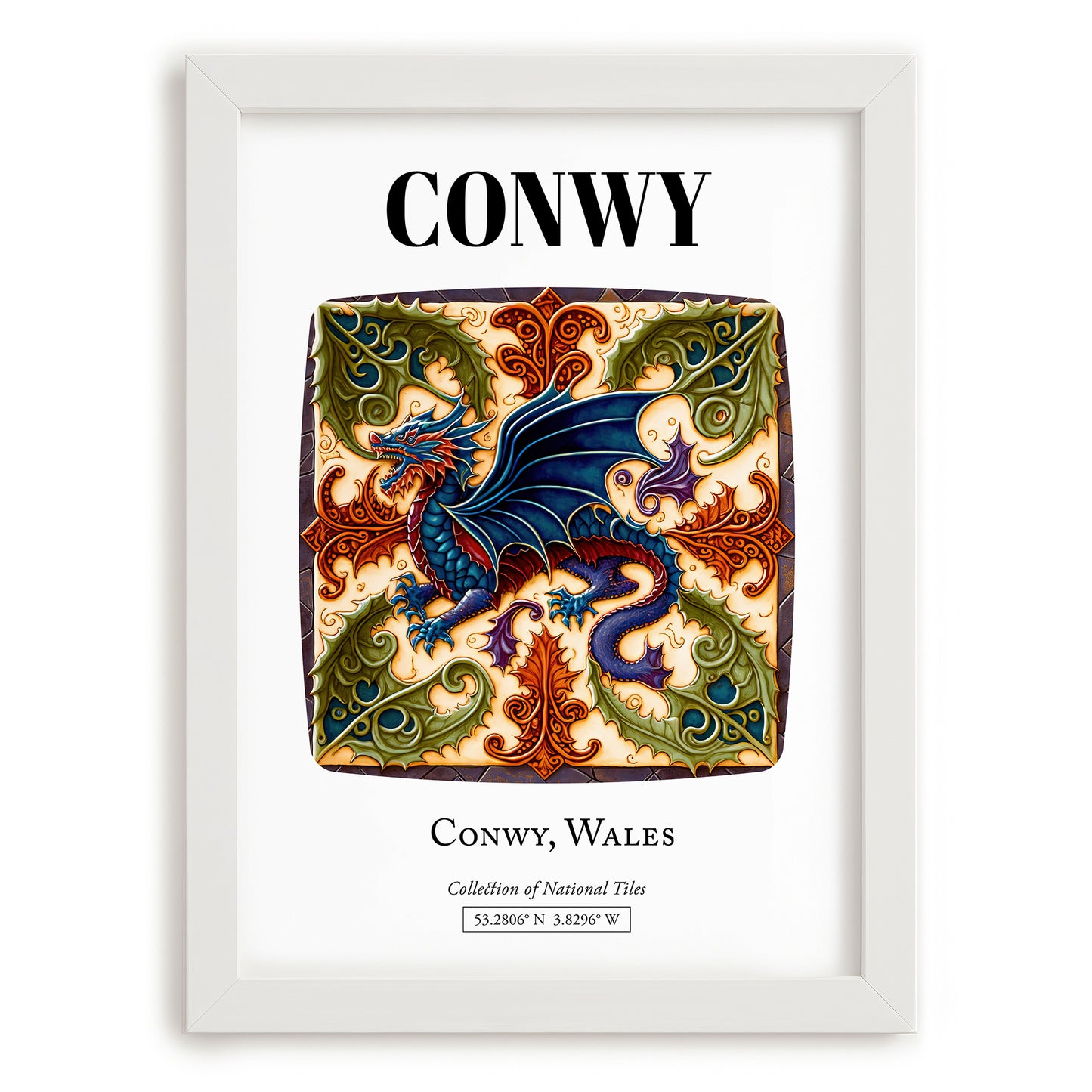 Conwy, Wales – Travel Poster, placed in minimal white frame