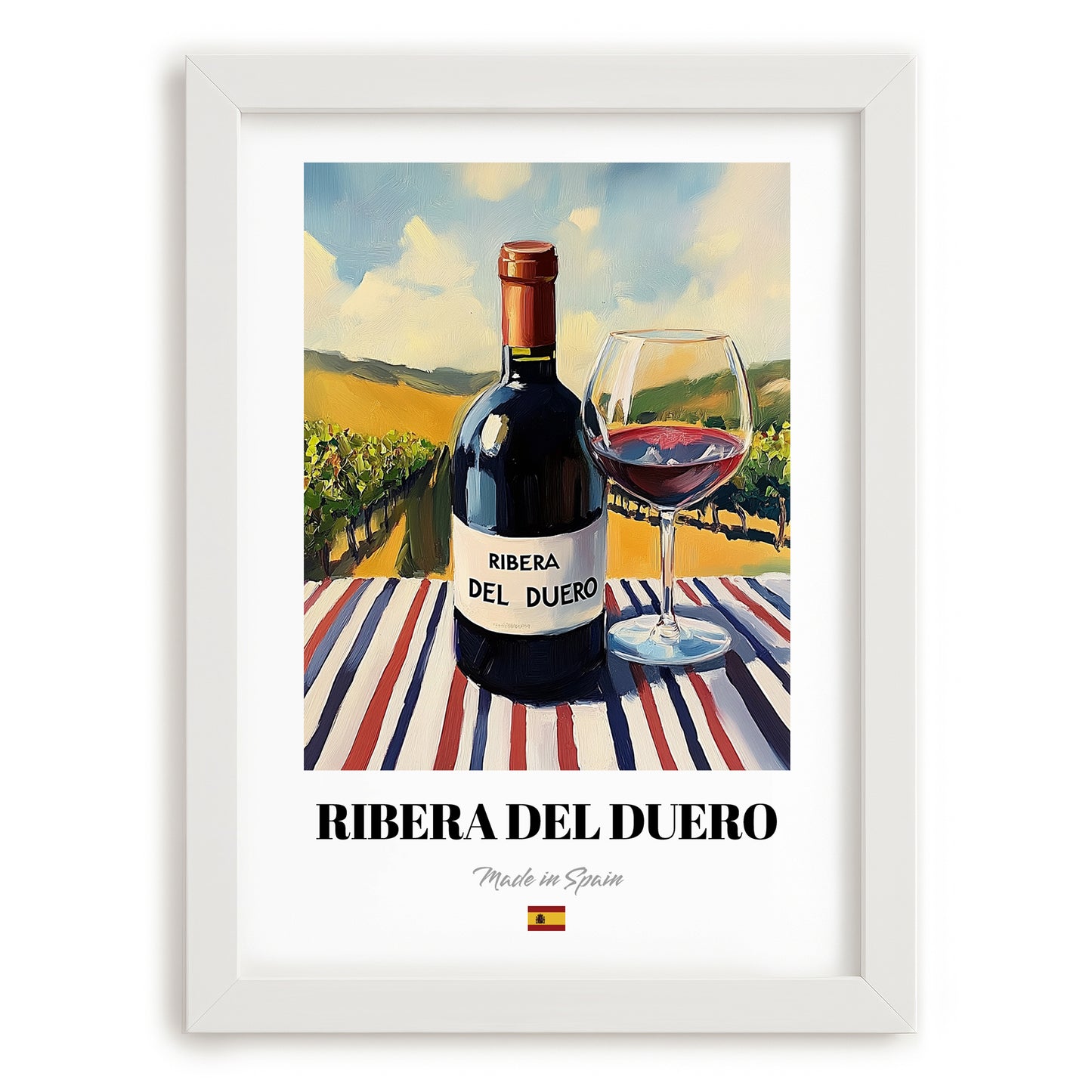 Ribera del Duero – Spanish Red Wine, Tasting Room Print, placed in minimal white frame