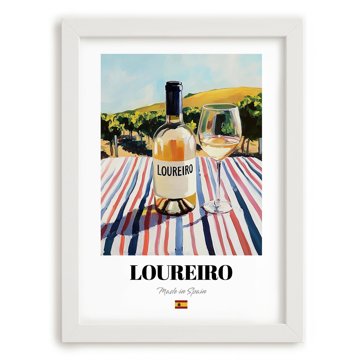 Loureiro – Spanish White Wine, Vinoteca Art, placed in minimal white frame