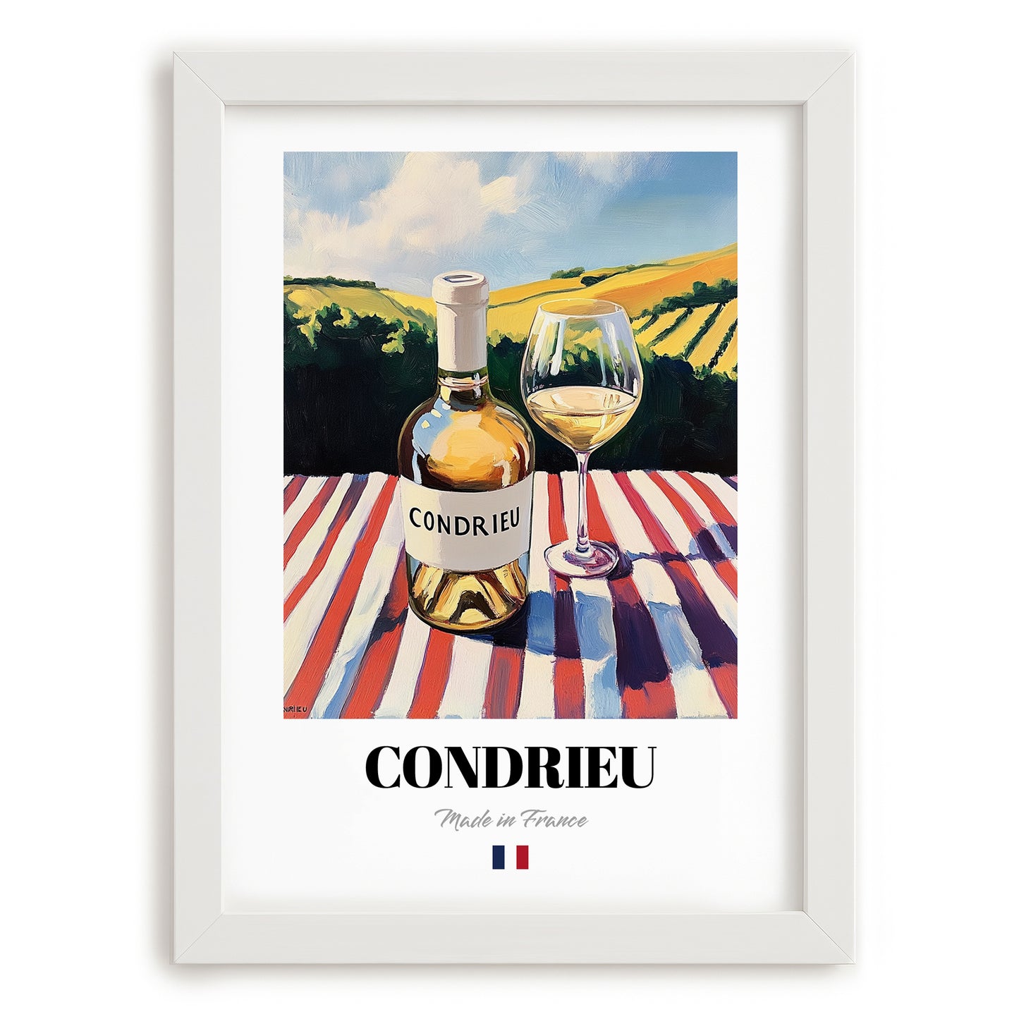 Condrieu – French White Wine, Tasting Room Poster, placed in minimal white frame