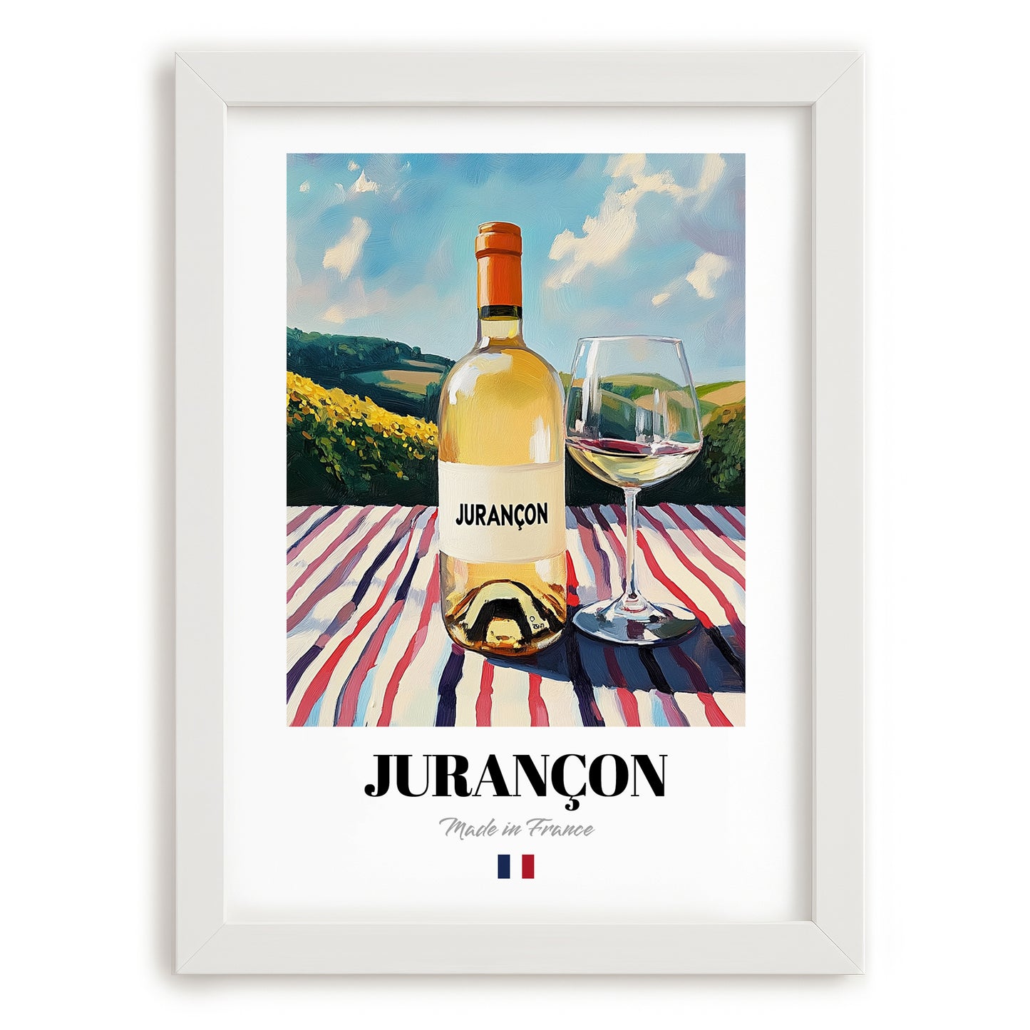 Jurançon – French White Wine, Wine Bar Poster, placed in minimal white frame