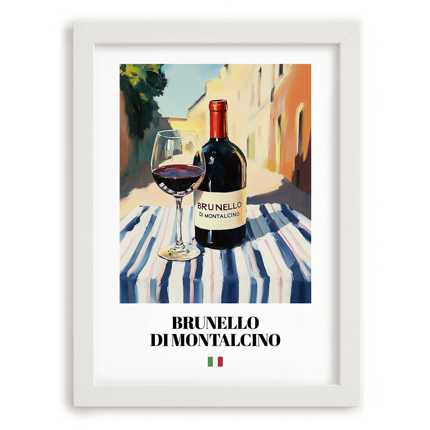 Brunello di Montalcino – Italian Red Wine, Enoteca Poster, placed in minimal white frame