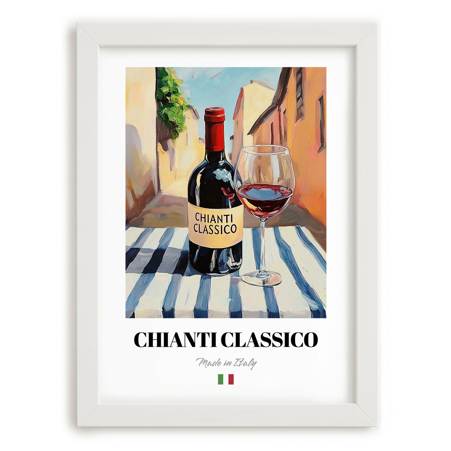 Chianti Classico – Italian Red Wine, Wine Bar Poster, placed in minimal white frame