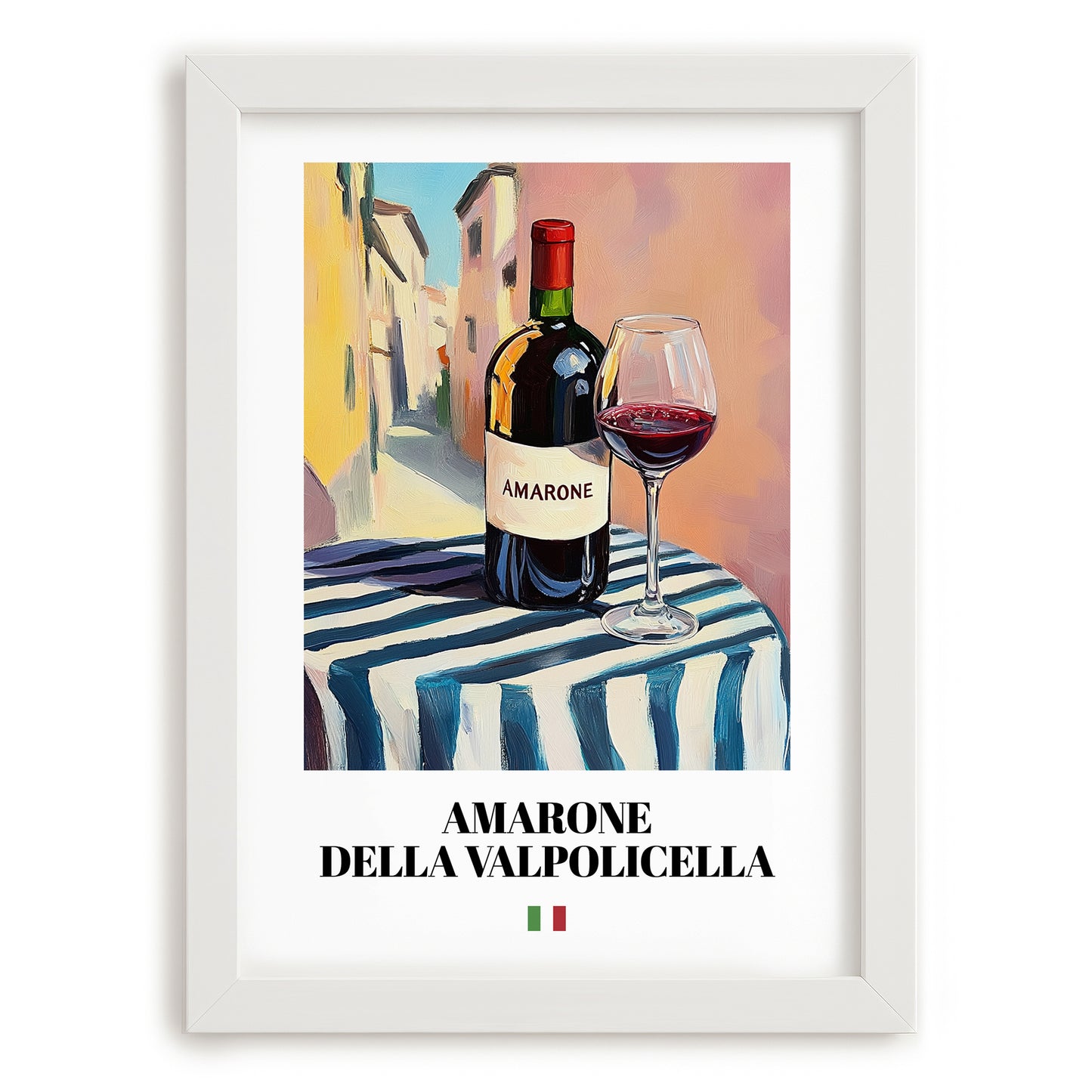 Amarone della Valpolicella – Italian Red Wine, Wine Bar Print, placed in minimal white frame