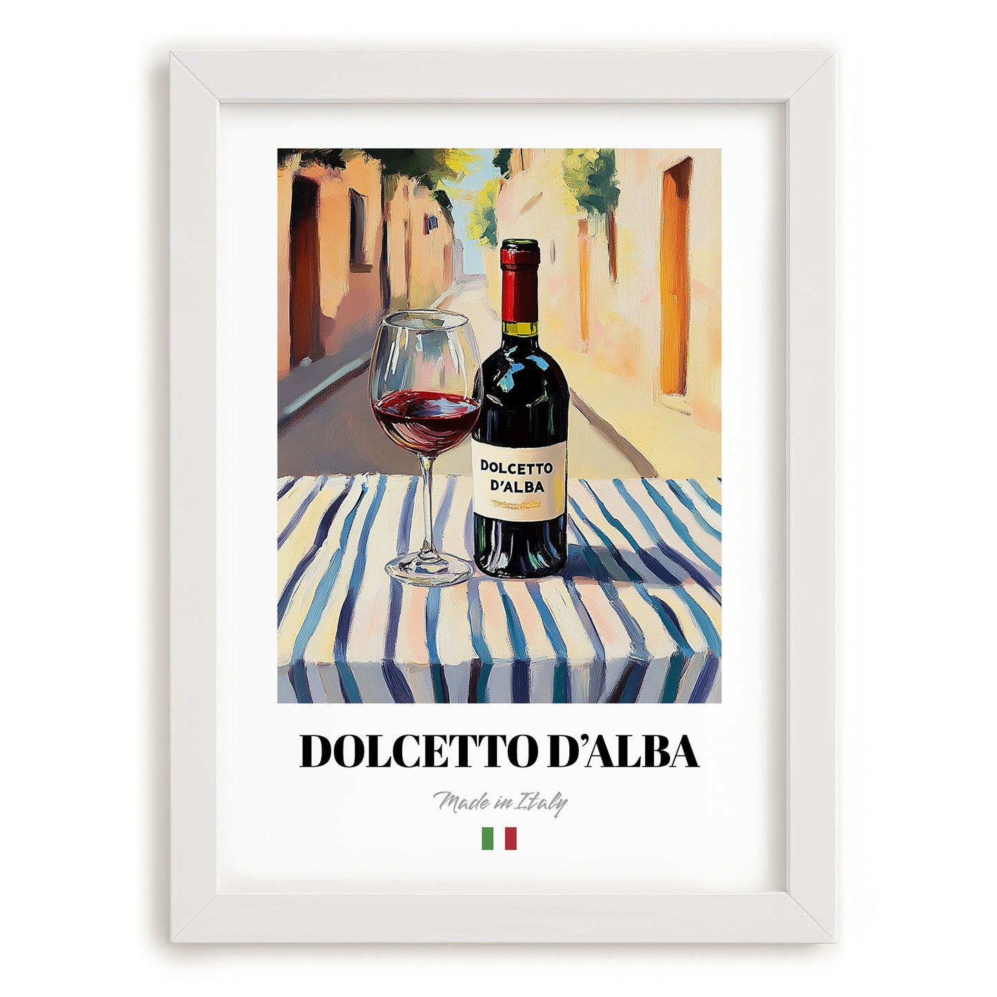 Dolcetto d'Alba – Italian Red Wine, Enoteca Poster, placed in minimal white frame