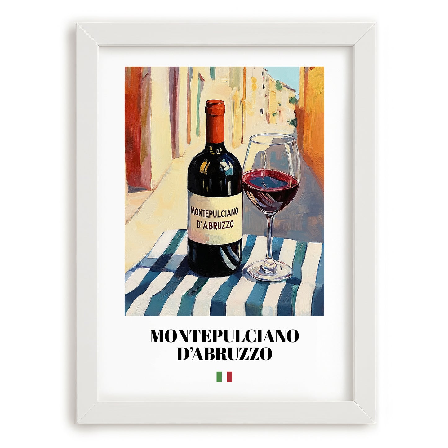 Montepulciano d'Abruzzo – Italian Red Wine, Wine Bar Poster, placed in minimal white frame