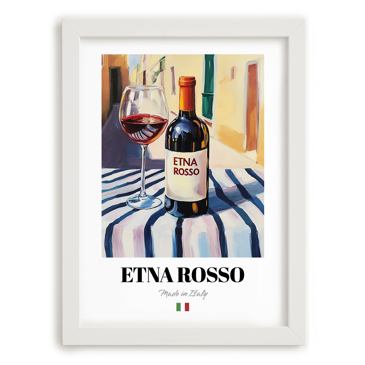 Etna Rosso – Italian Red Wine, Enoteca Illustration, placed in minimal white frame