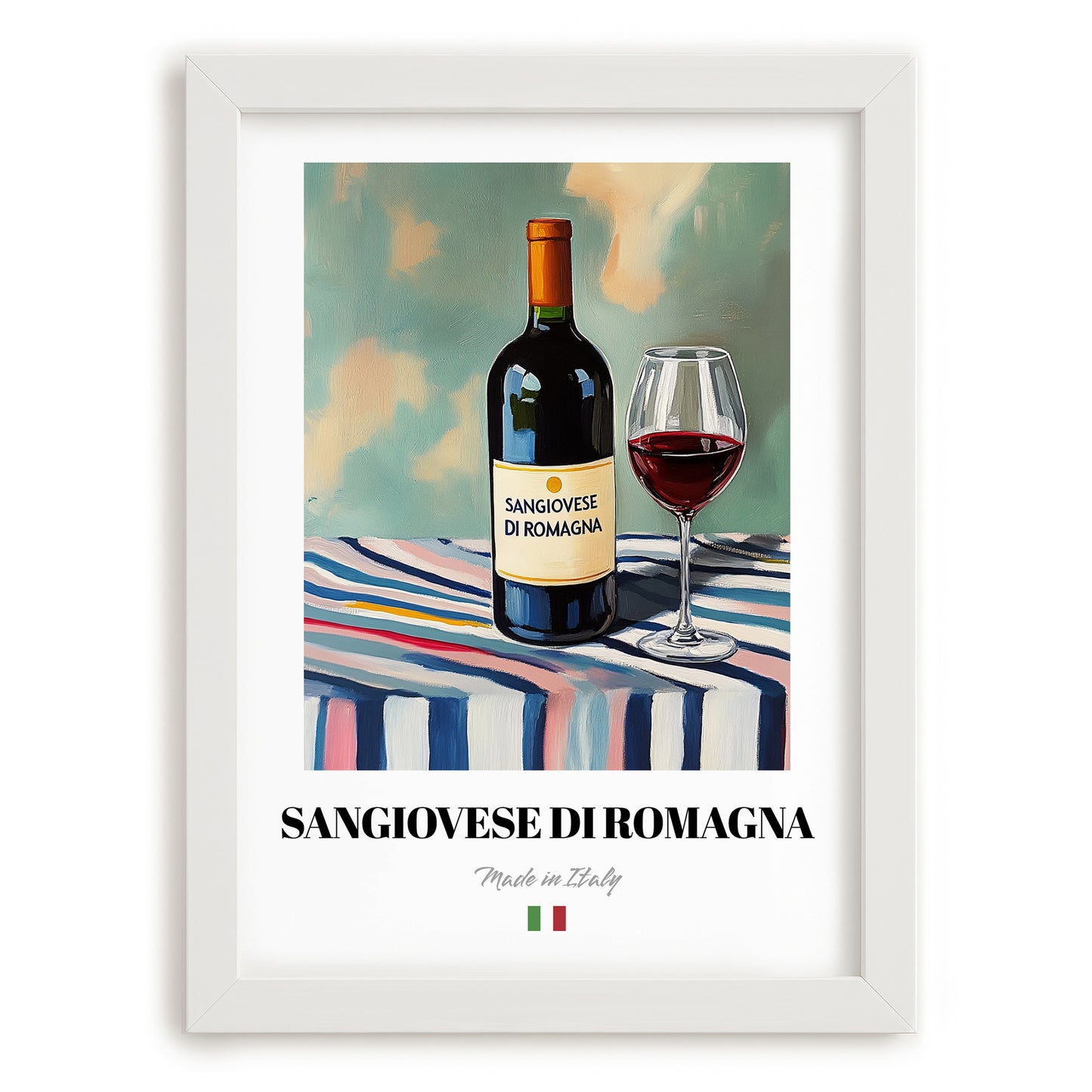 Sangiovese di Romagna – Italian Red Wine, Vinoteca Poster, placed in minimal white frame