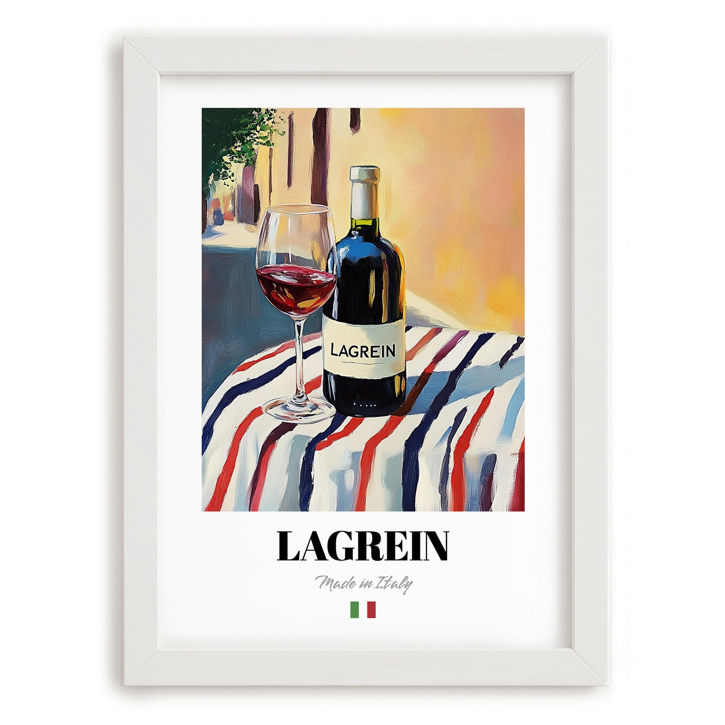 Lagrein – Italian Red Wine, Wine Bar Art, placed in minimal white frame