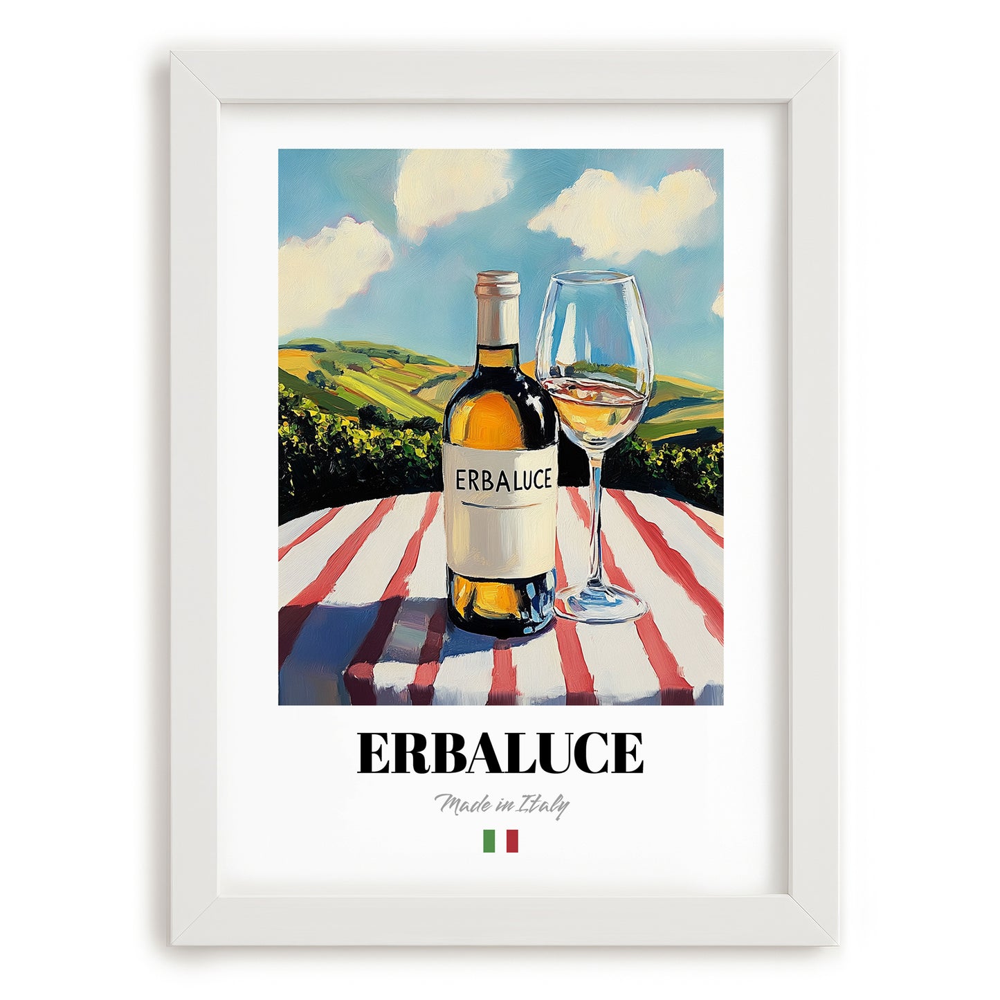 Erbaluce – Italian White Wine, Vinoteca Poster, placed in minimal white frame