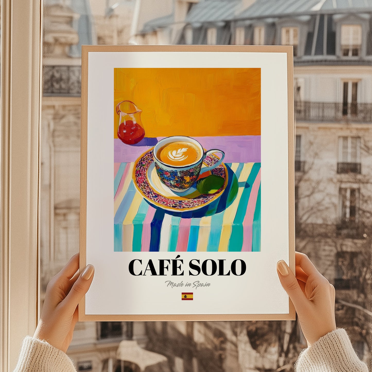 Café Solo – Spanish Coffee, Konditorei Still Life, styled in a charming Paris street view
