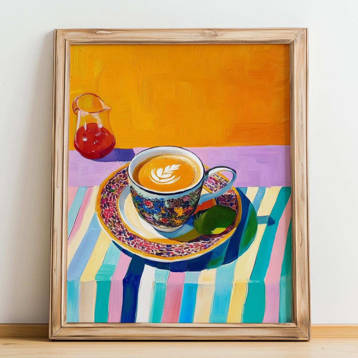 Café Solo – Spanish Coffee, Konditorei Still Life, no-text version framed in wood